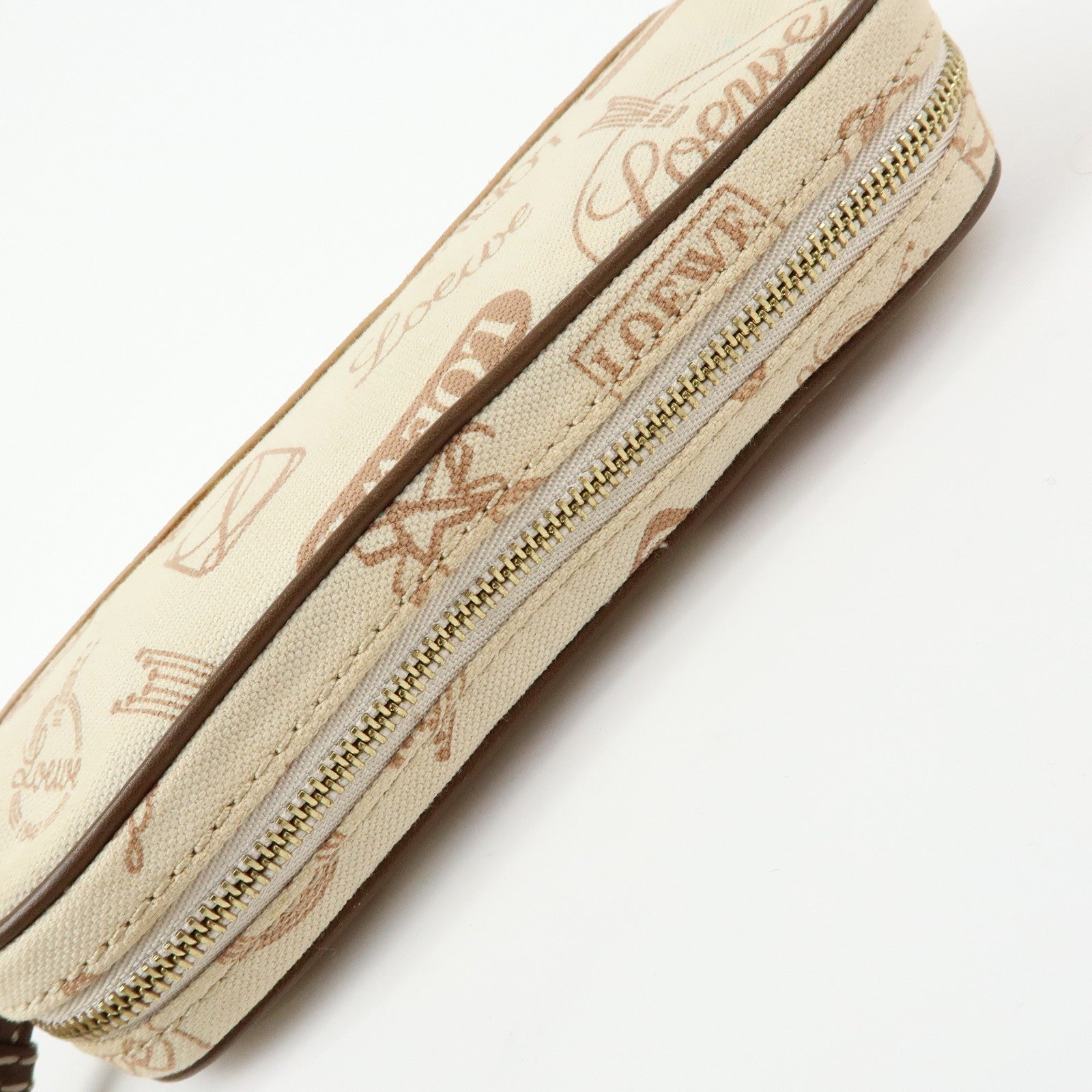 LOEWE Anniversary Canvas Leather Pouch Cosmetic Pouch Ivory Brown