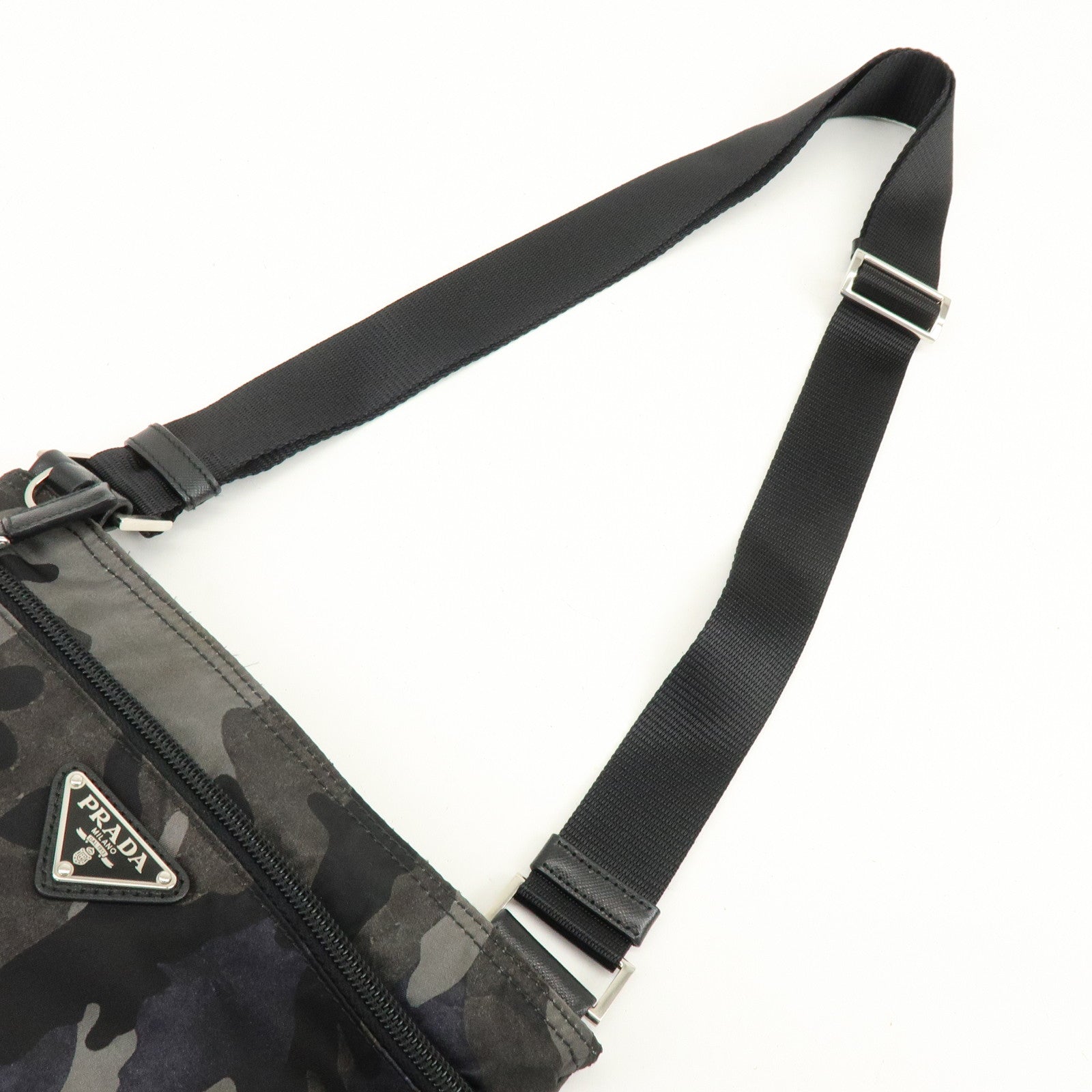 PRADA Triangle Logo Nylon Shoulder Crossbody Bag Camouflage Black