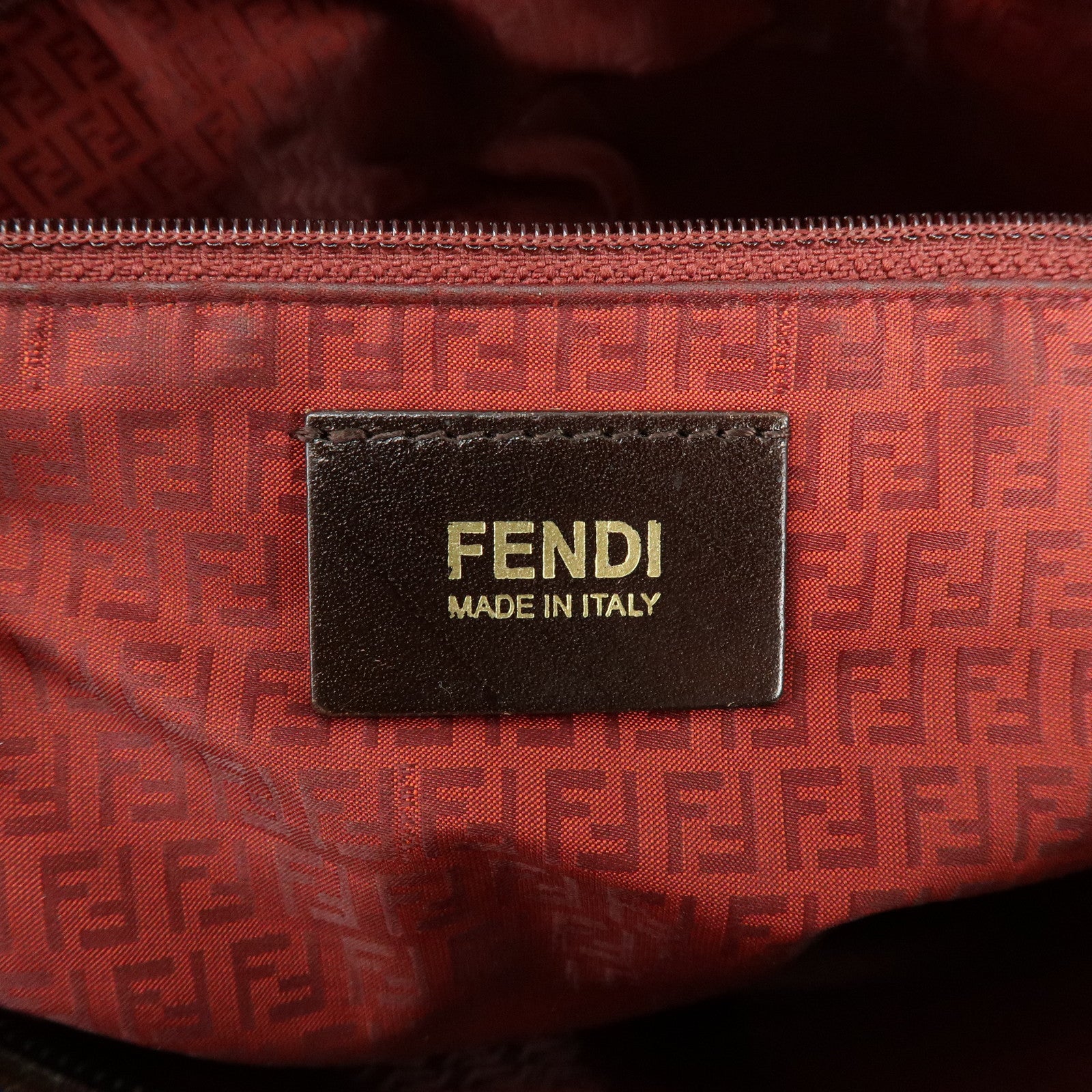 FENDI Zucca PVC Patent Leather Tote Bag Brown Multicolor 8BH185