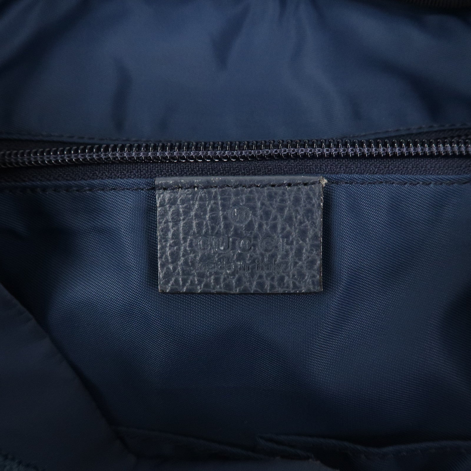 GUCCI GG Nylon Leather Backpack Rucksack Navy 387071