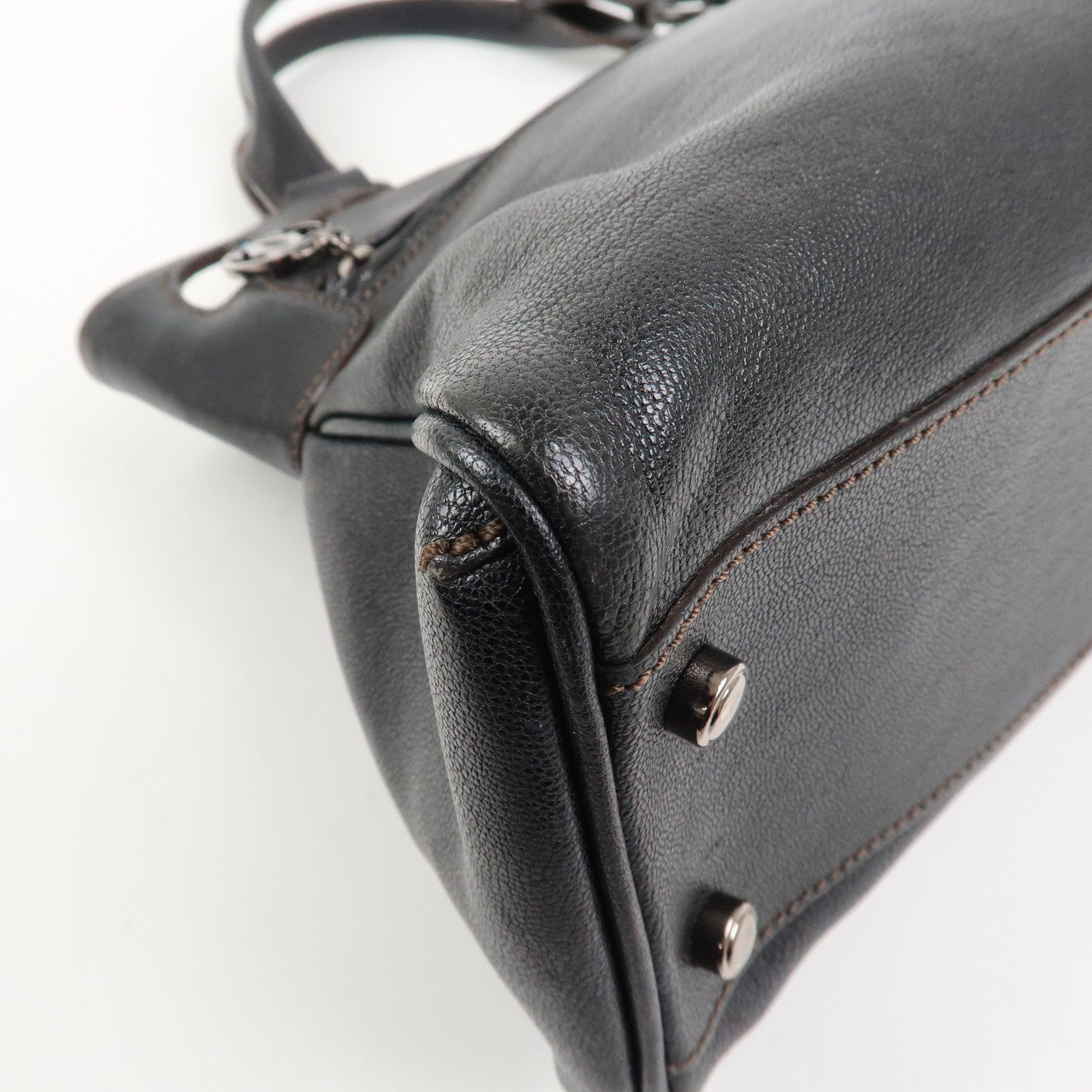 Cartier Mustline Marcello Leather Hand Bag Tote Bag Black
