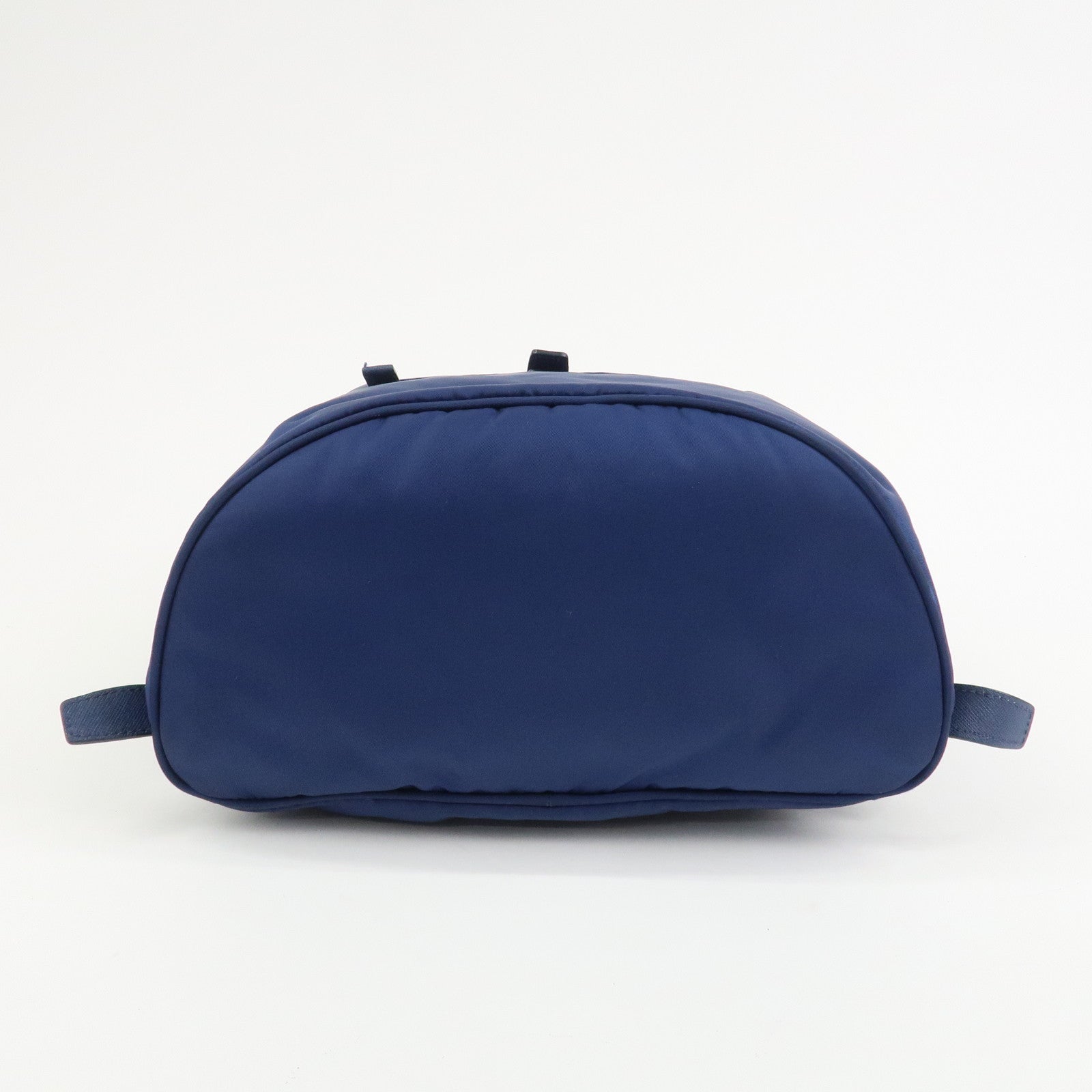 PRADA Triangle Logo Nylon Saffiano Leather Backpack Navy BZ0032