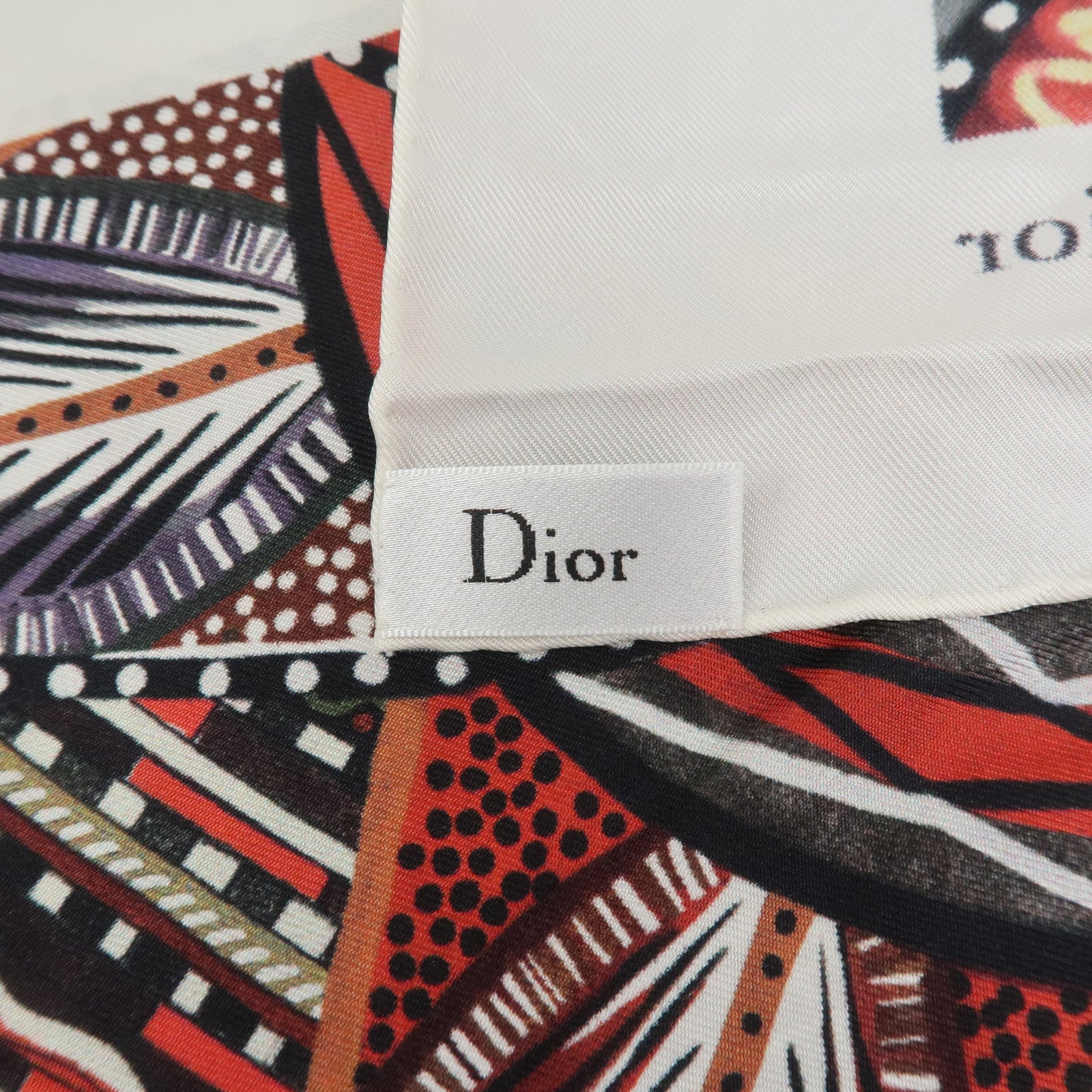 Christian Dior Logo Silk 100% Scarf Butterfly Motif Multicolor