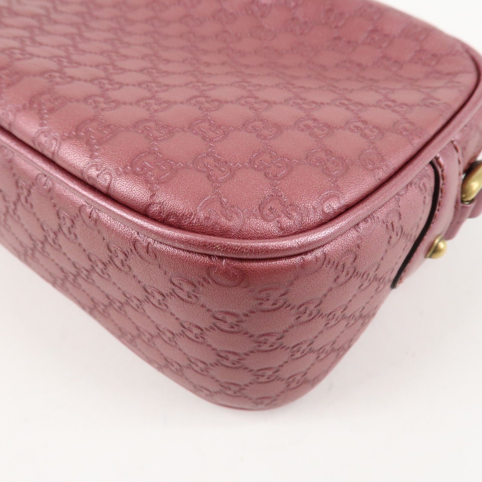 GUCCI Micro Guccissima Leather Shoulder Bag Metallic Pink 309538 Used