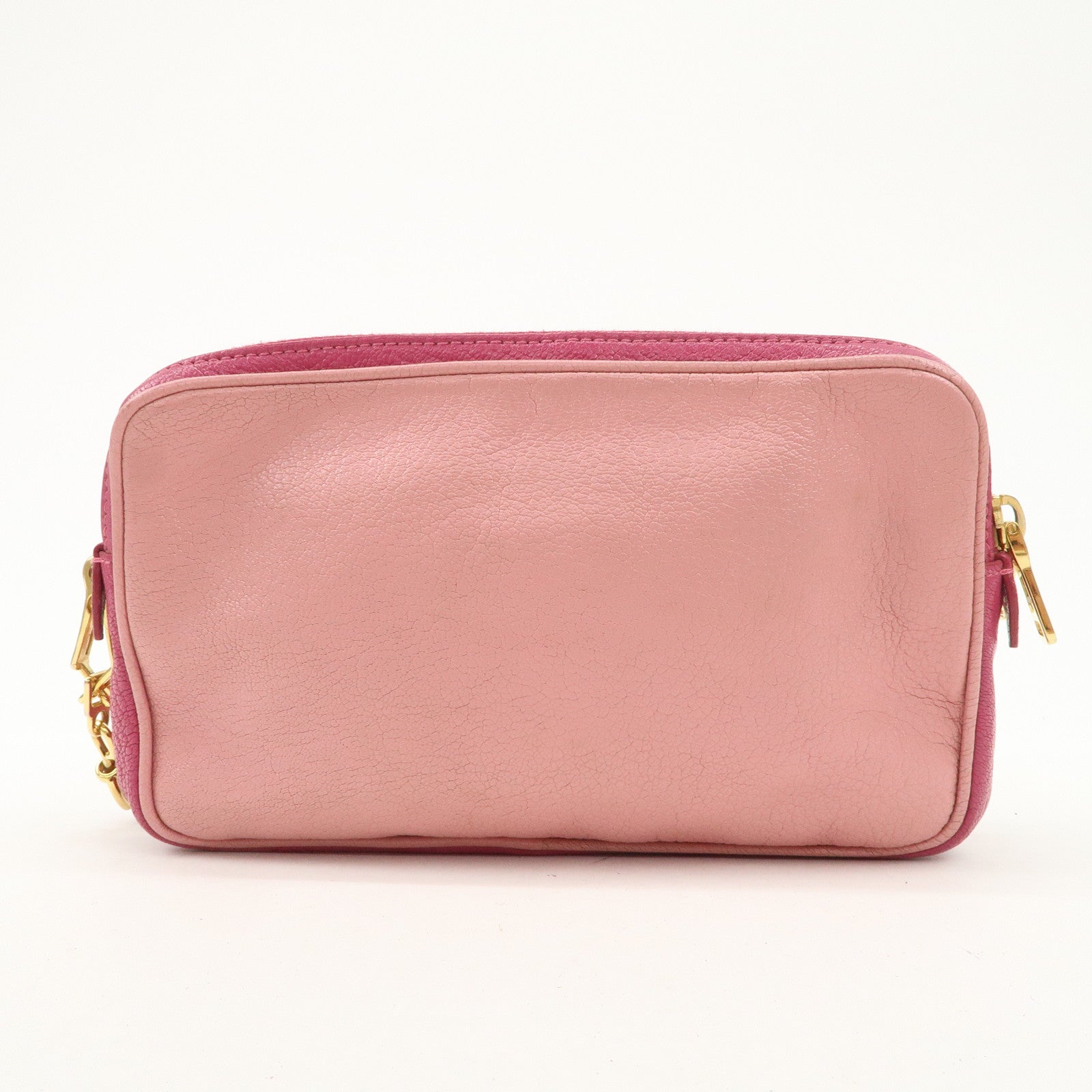 MIU MIU Leather Shoulder Bag Crossbody Bag Pink Used