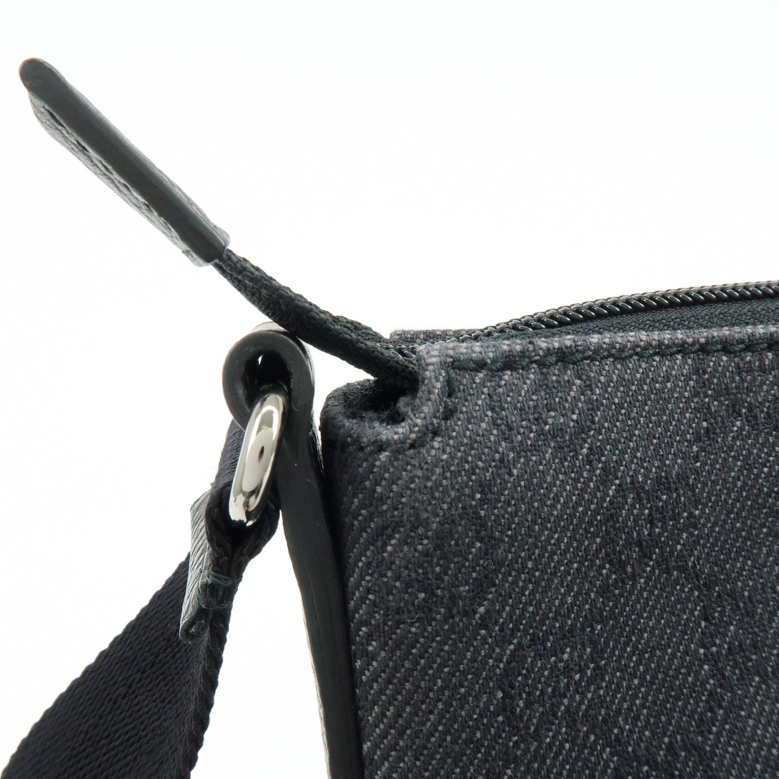 GUCCI GG Denim Leather Shoulder Bag Crossbody Bag Black 509635