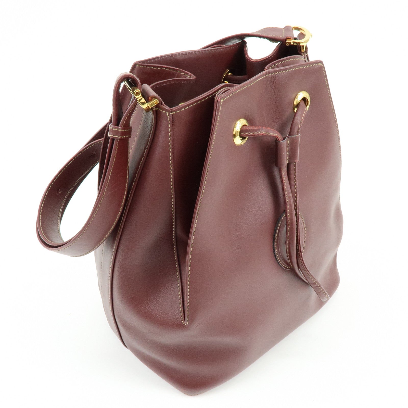 Cartier Must de Cartier Leather Shoulder Crossbody Bag Bordeaux