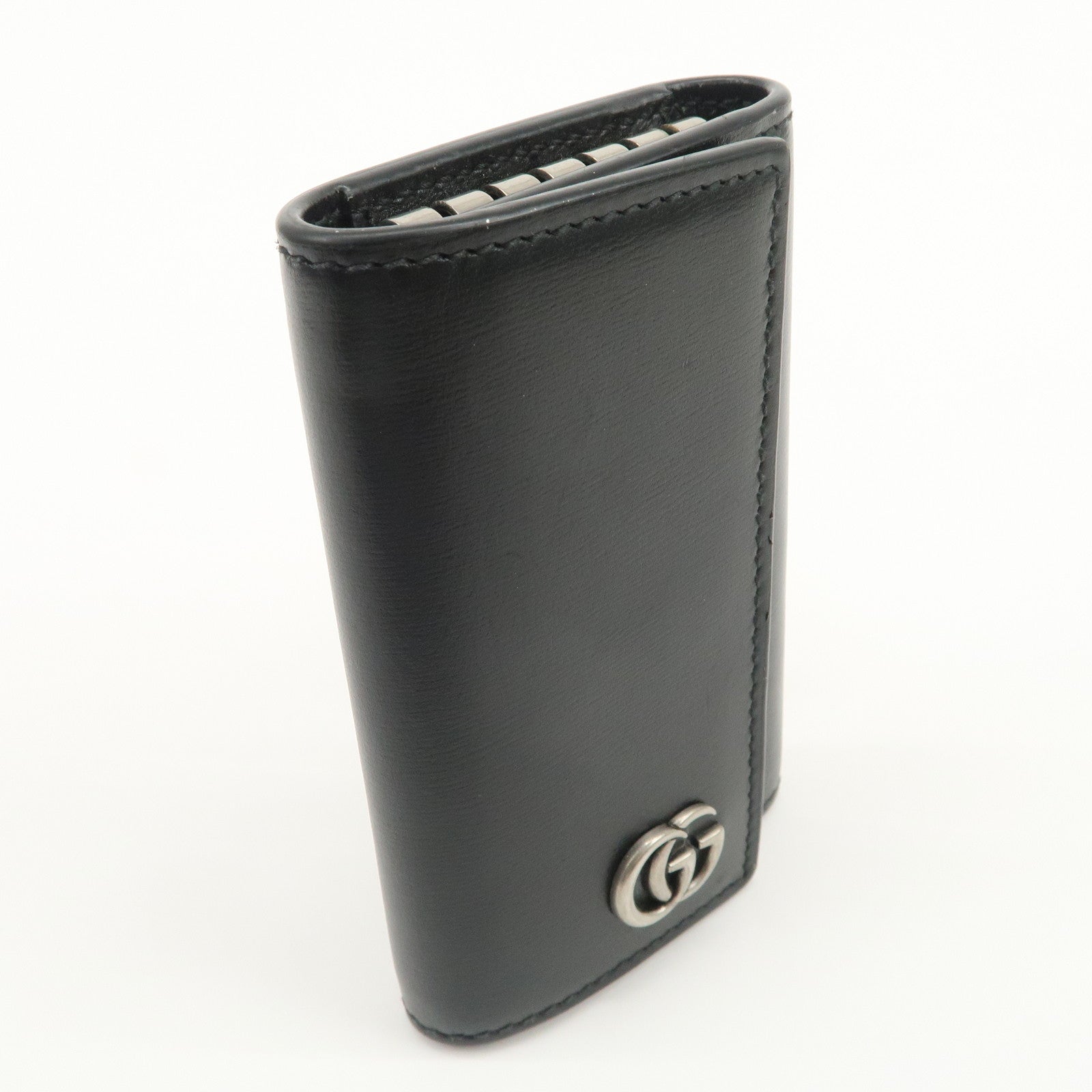 GUCCI GG Marmont Leather 6 Rings Key Case Key Holder Black 435305