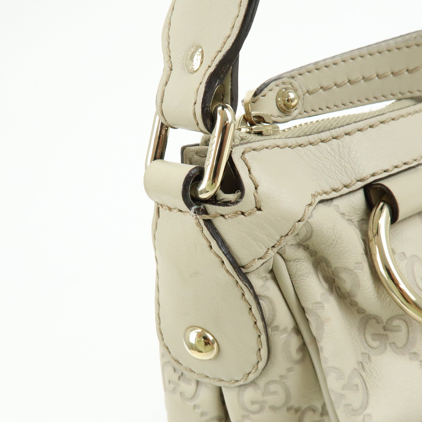 GUCCI Sukey Guccissima Leather Shoulder Bag Hand Bag White 232955