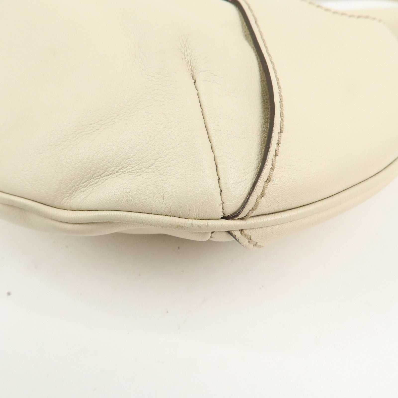 GUCCI Horsebit Bamboo Leather Shoulder Bag Ivory 154378