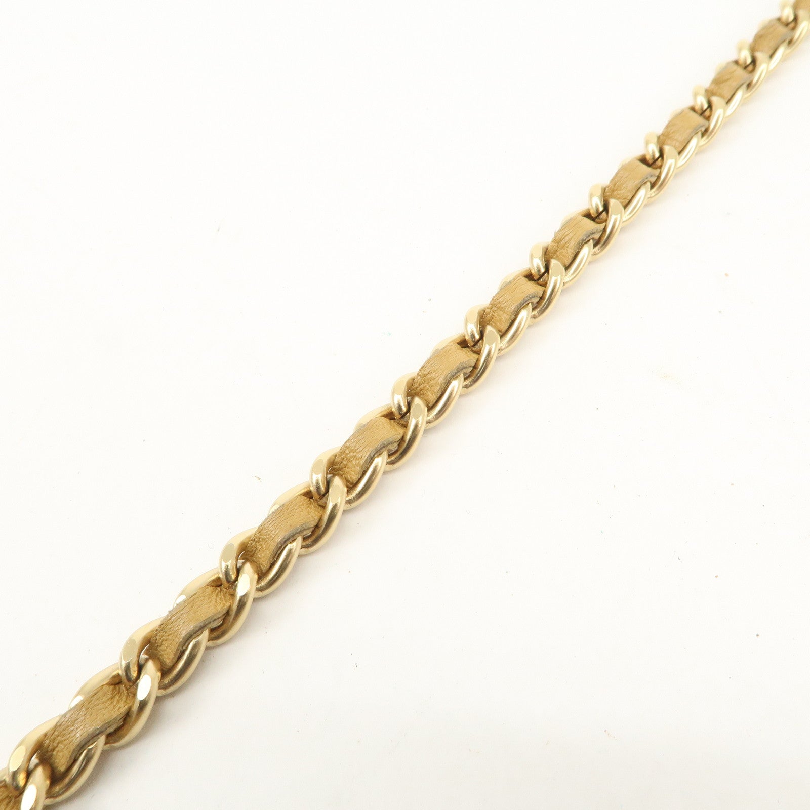 CHANEL Chocolate Bar Lamb Skin Chain Shoulder Bag Beige A15316 Used