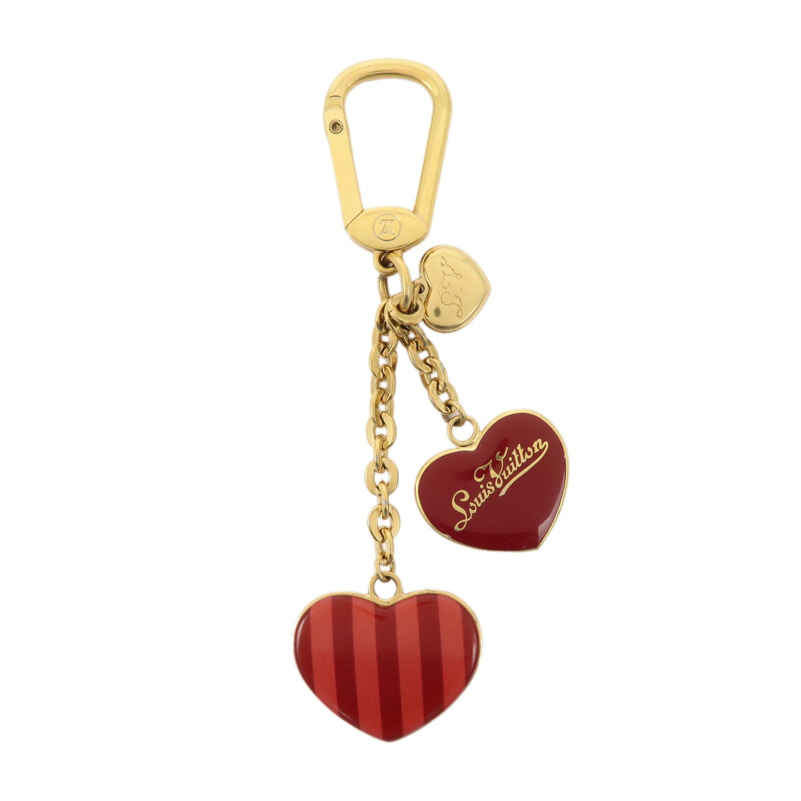 Louis Vuitton Porte Cles Coeur Rayures Bag Charm Red M66476 Used