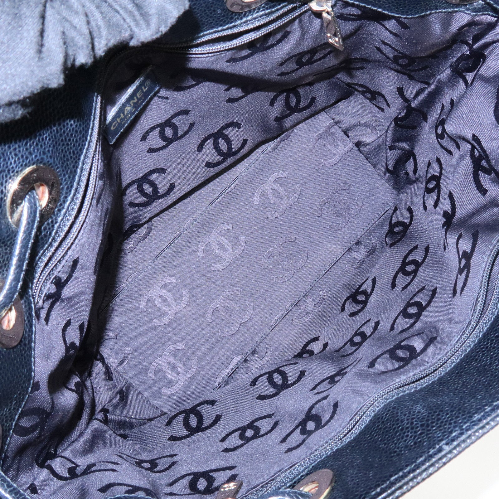 CHANEL COCO Mark Caviarskin Tote Bag Shoulder Bag Black