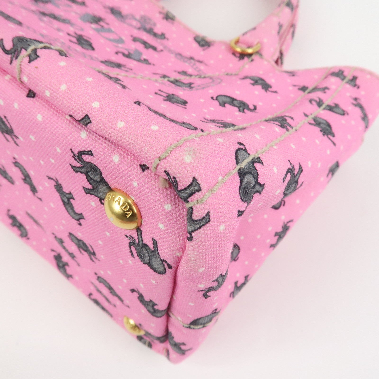 PRADA Canapa Mini Canvas Elephant 2Way Bag Shoulder Bag 1BG439