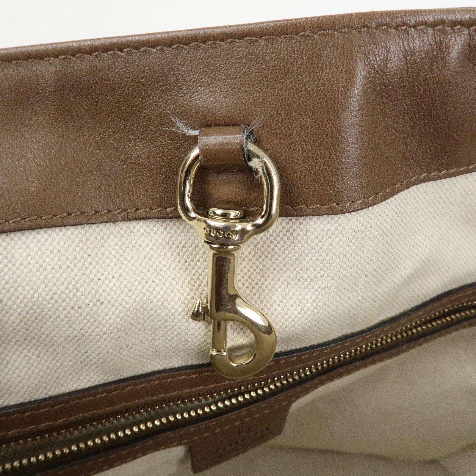 GUCCI GG Supreme Canvas Leather Tote Shoulder Bag Beige 309613