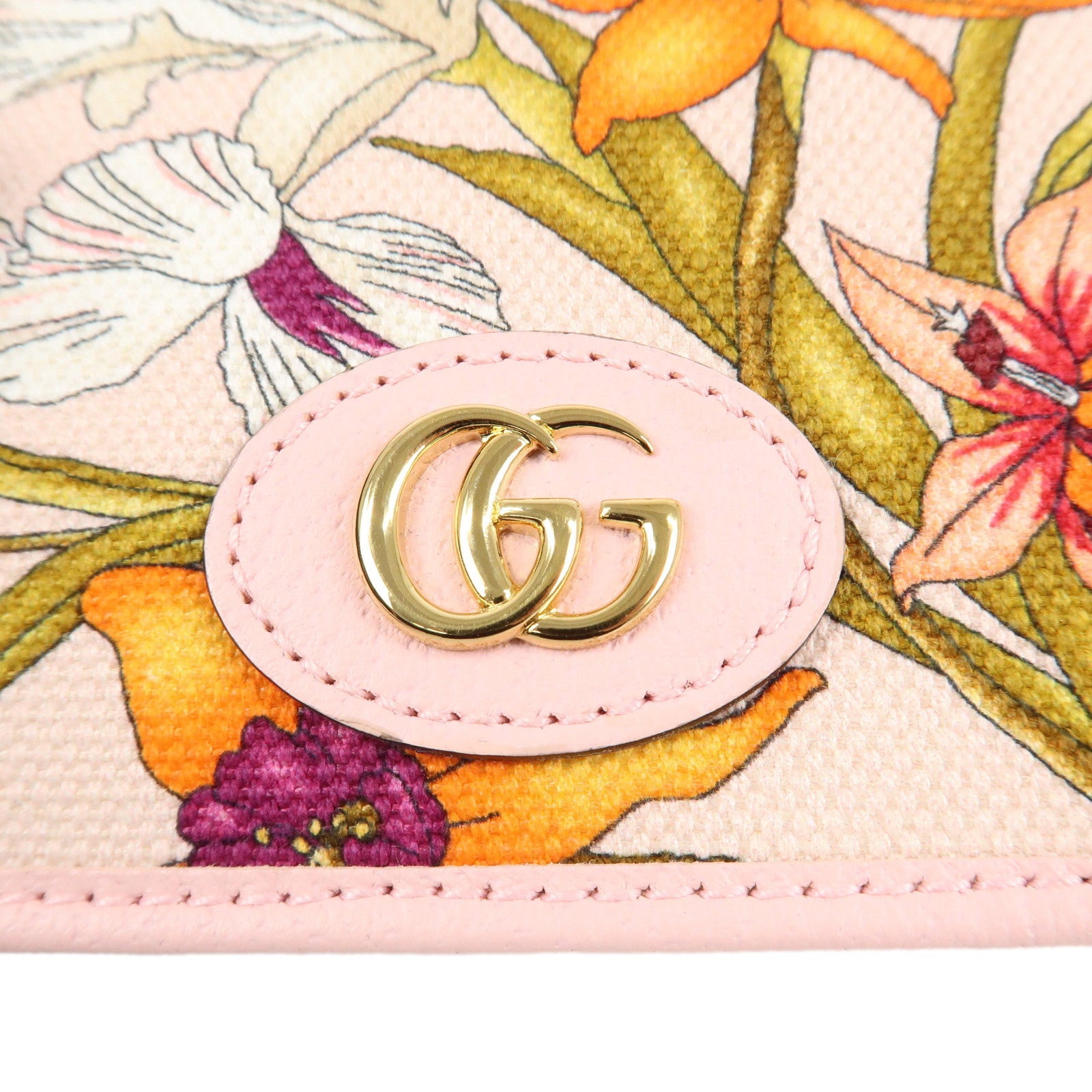 GUCCI GG Marmont Canvas Leather Japan Limited Flora Compact Wallet 577347 Used