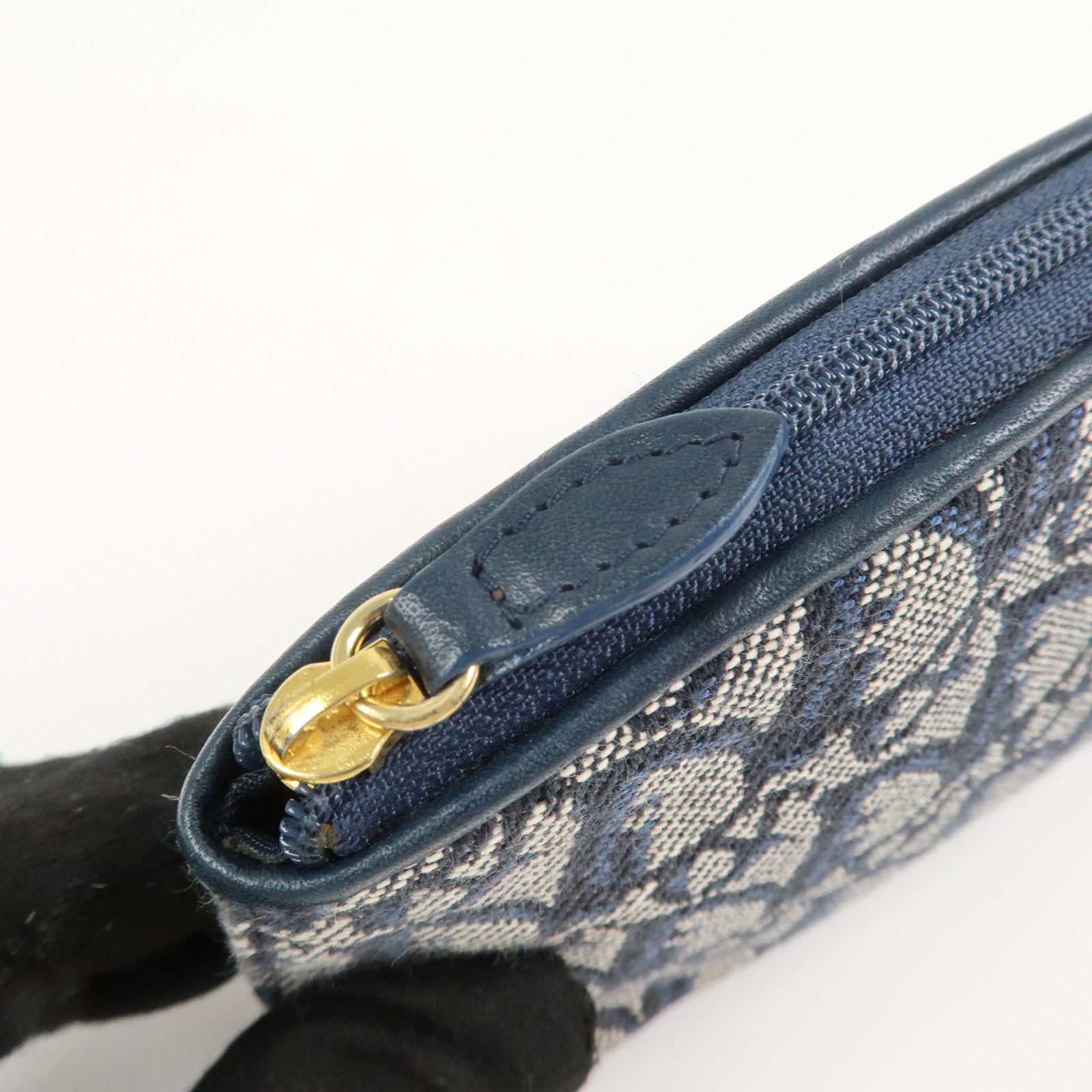 Christian Dior Trotter Canvas Leather Pouch Cosmetic Pouch Navy