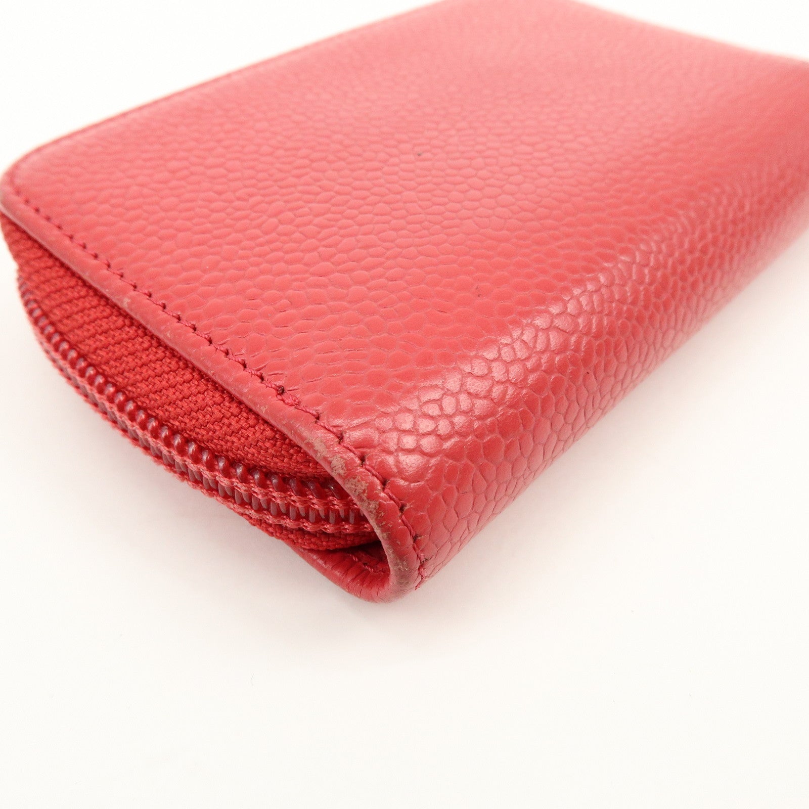 CHANEL COCO Mark Caviarskin Card Case Coin Case Red A68890