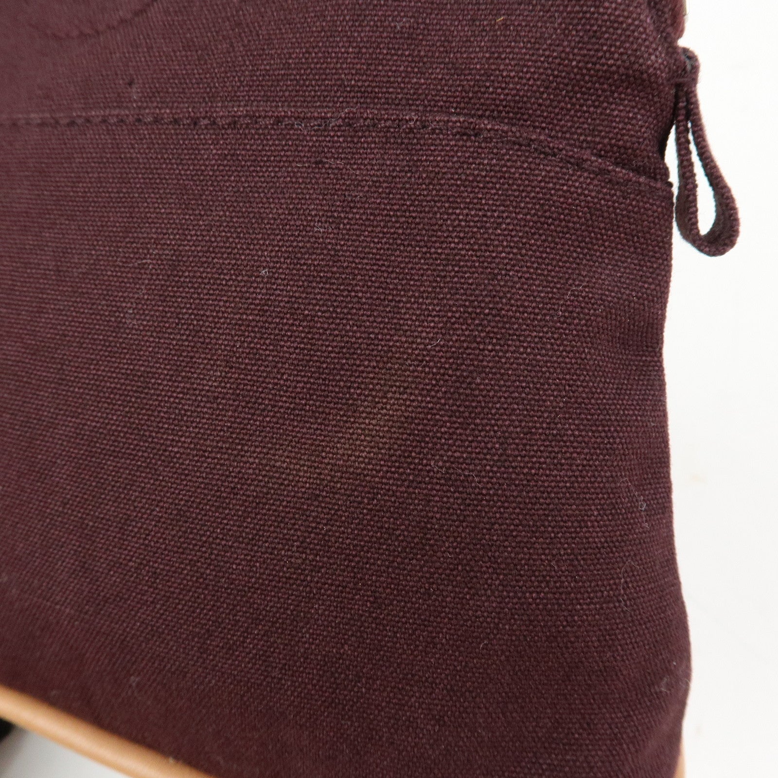 HERMES Cotton Leather Bolide Pouch Mini Bordeaux