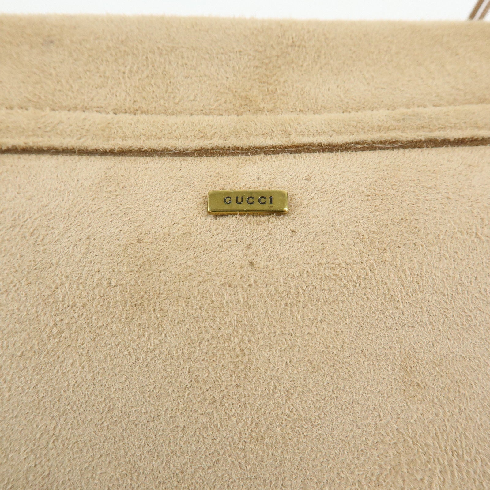 GUCCI Heart Suede Leather Shoulder Bag Beige 95107