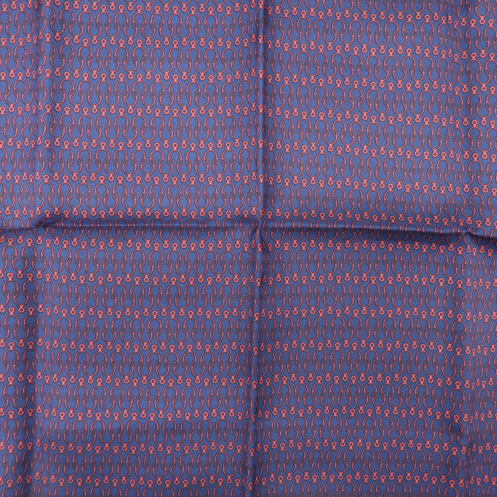 HERMES Petit Carre Silk 100% Mini Scarf Navy Red
