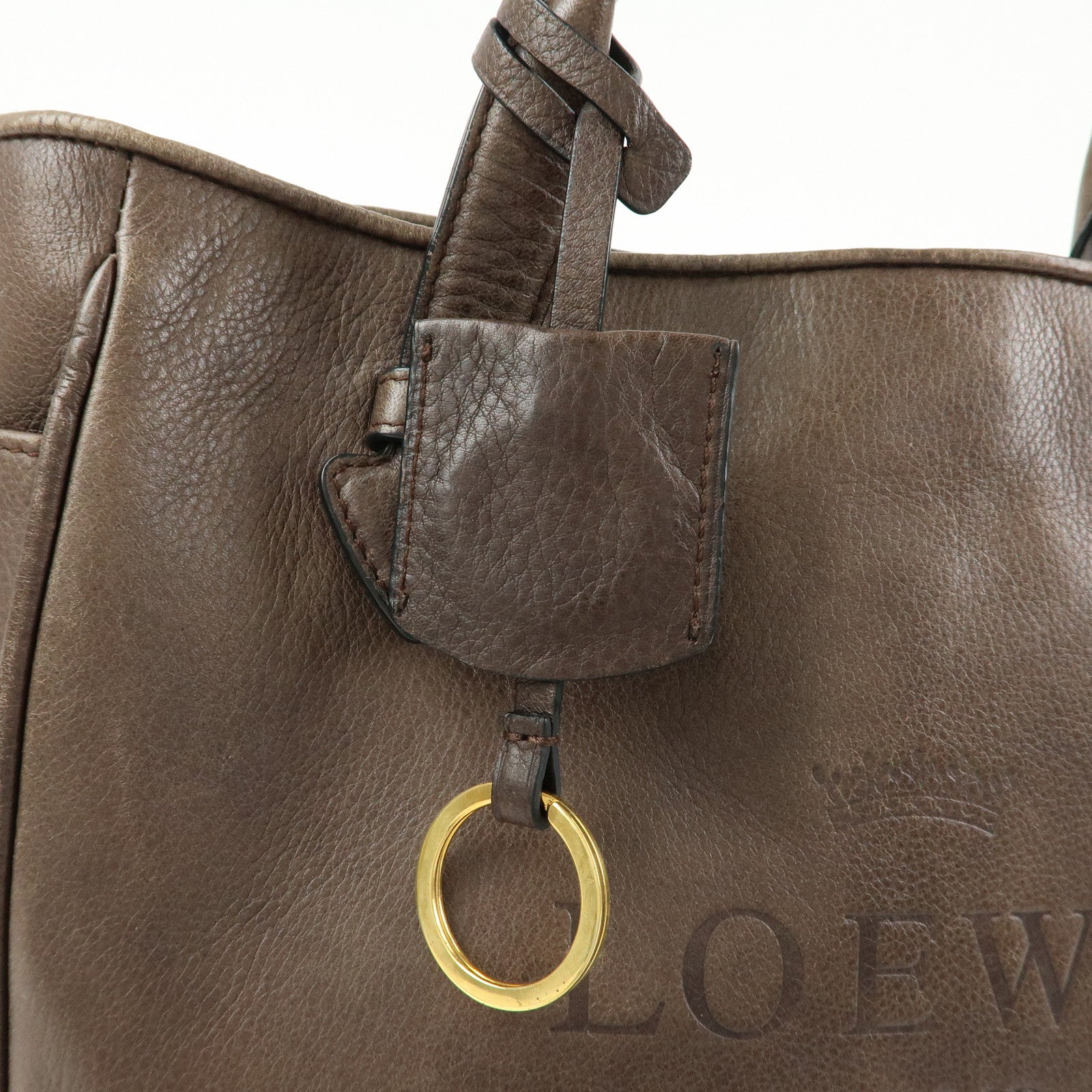 LOEWE MADRID1846 Leather Tote Bag Hand Bag Brown