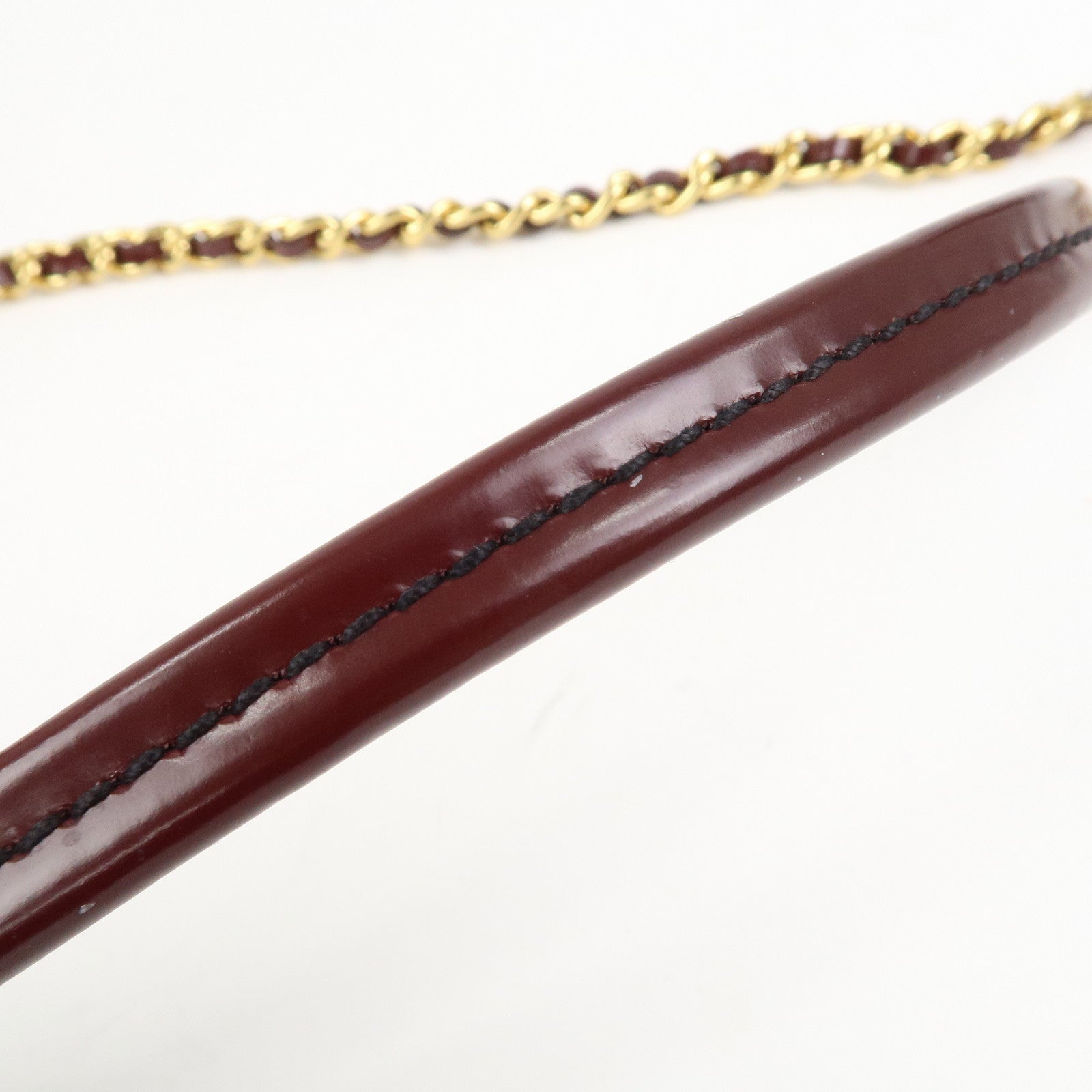 PRADA Leather Fur Chain Shoulder Bag Crossbody Bag Brown BP0368