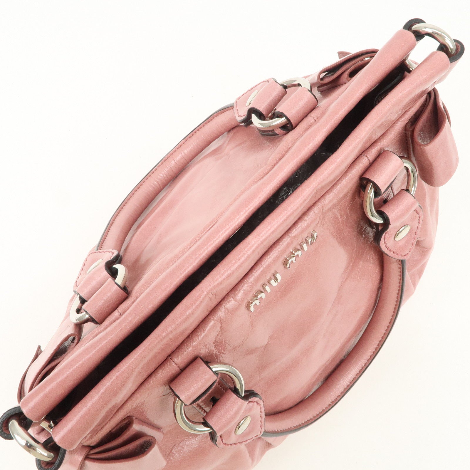 MIU MIU Vitello Lux 2Way Bag Hand Bag Shoulder Bag Pink RN0955