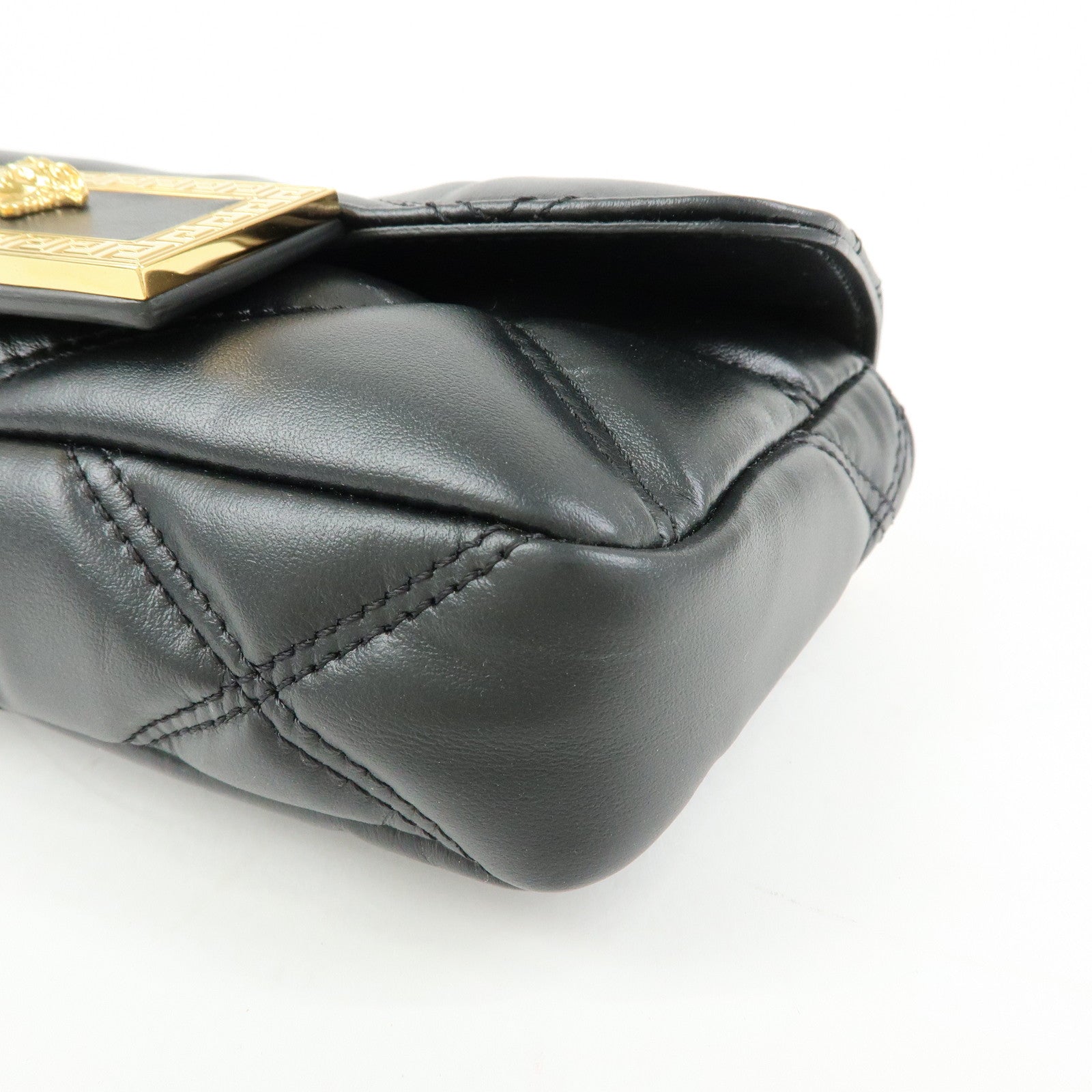 VERSACE Medusa Leather Chain Shoulder Bag Crossbody Bag Black