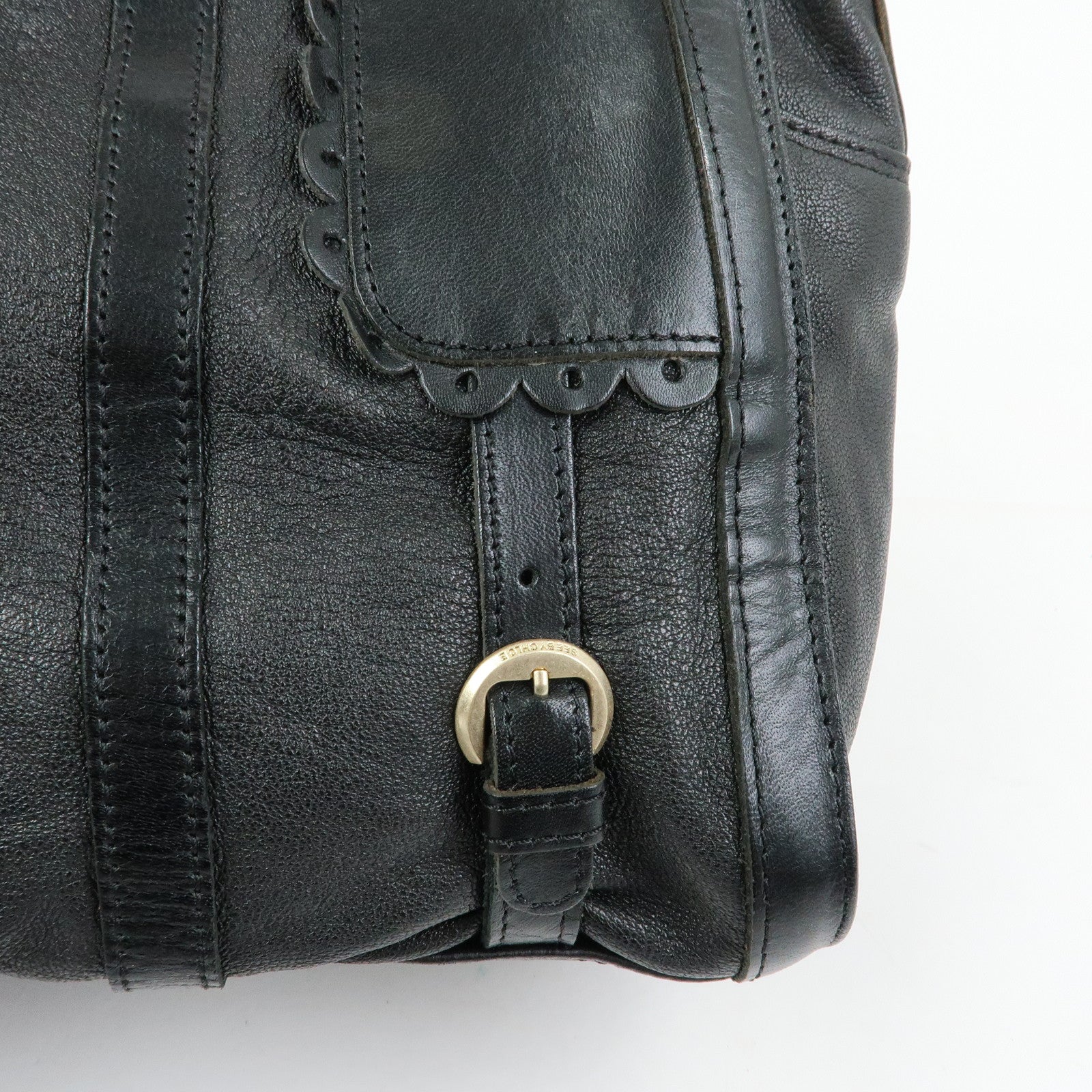 Chloe See by Chloe Leather Tote Bag Hand Bag Shoulder Bag Black