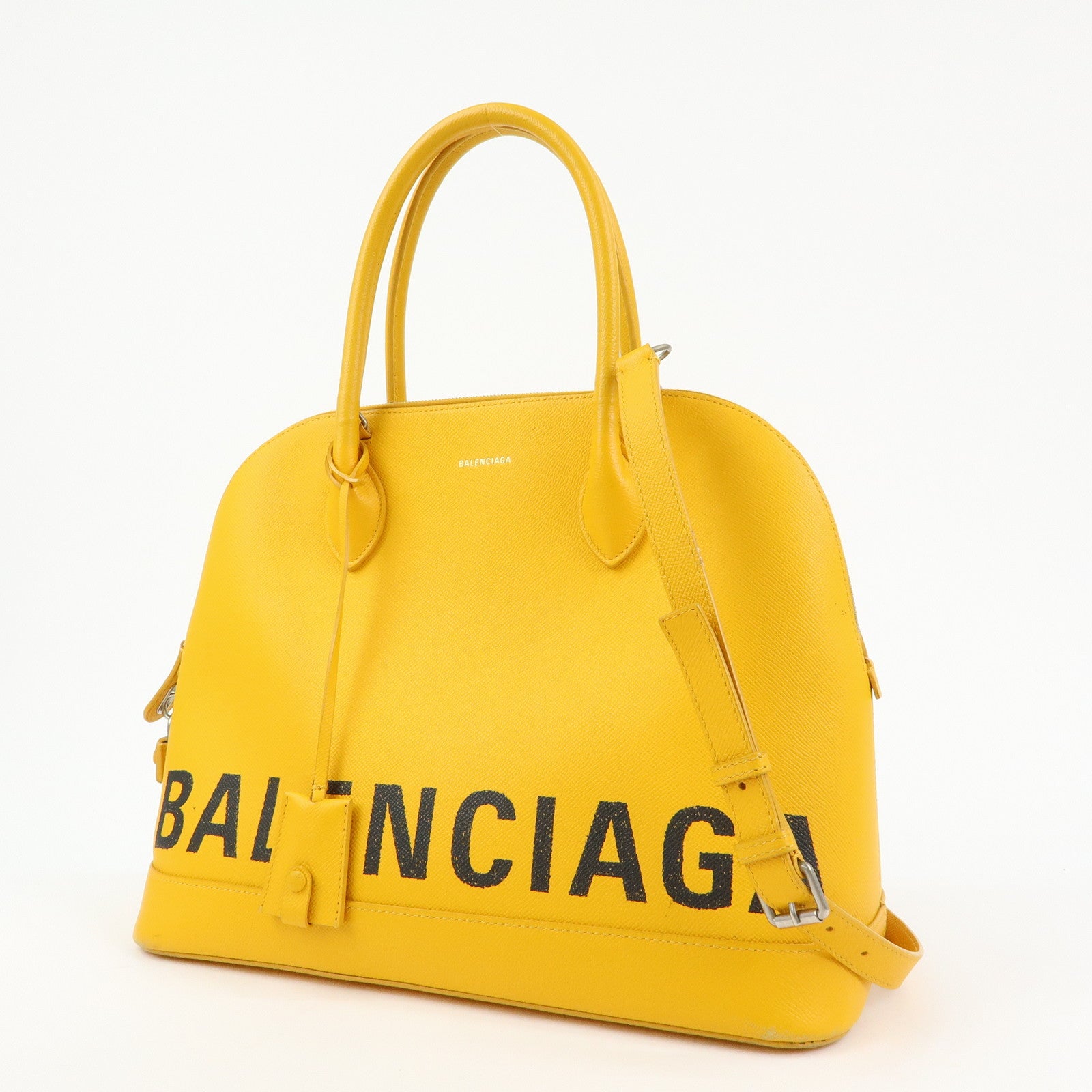 BALENCIAGA Ville Top Handle Leather 2Way Bag Hand Bag Yellow