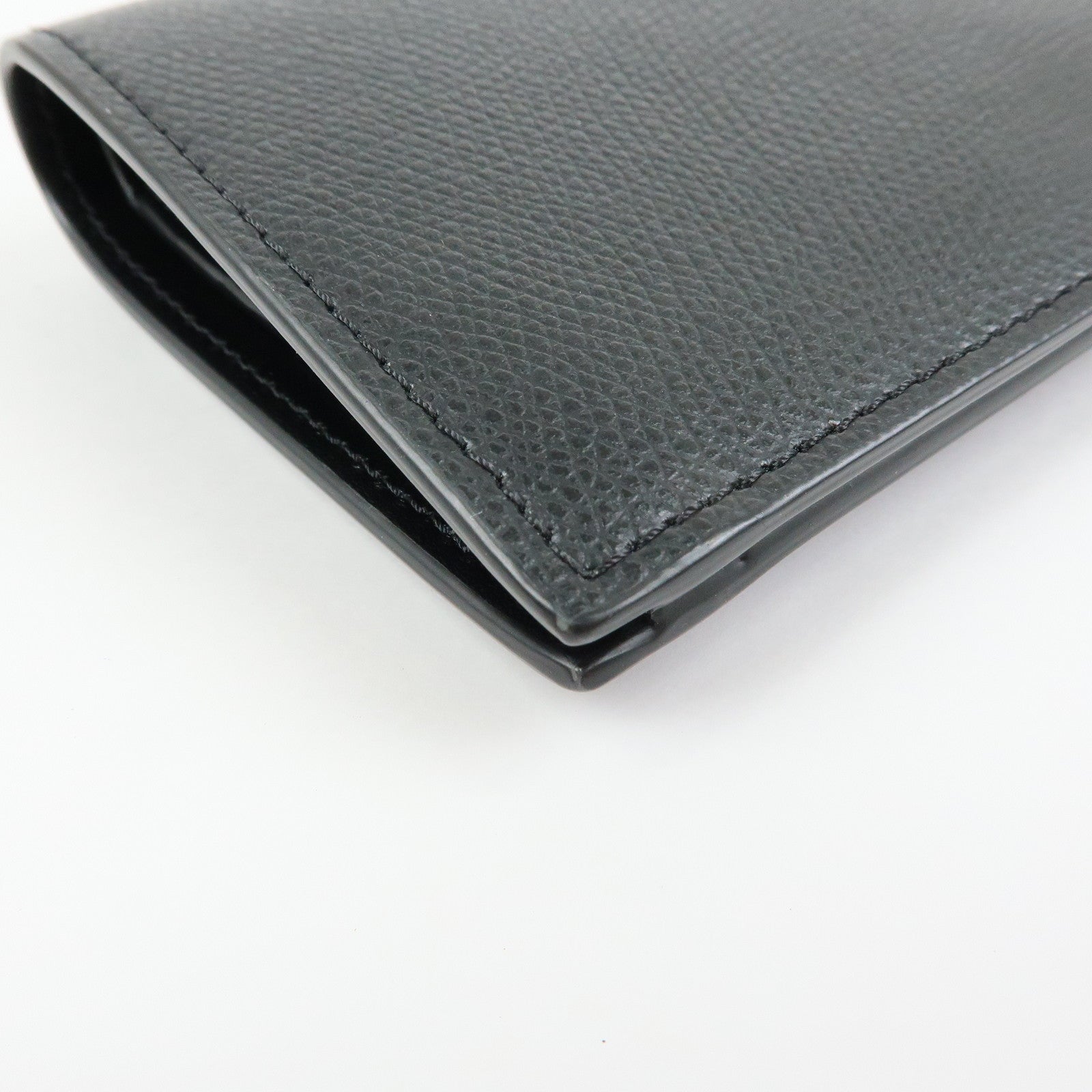 FENDI F IS FENDI Leather Bi-fold Compact Wallet Black 8M0387