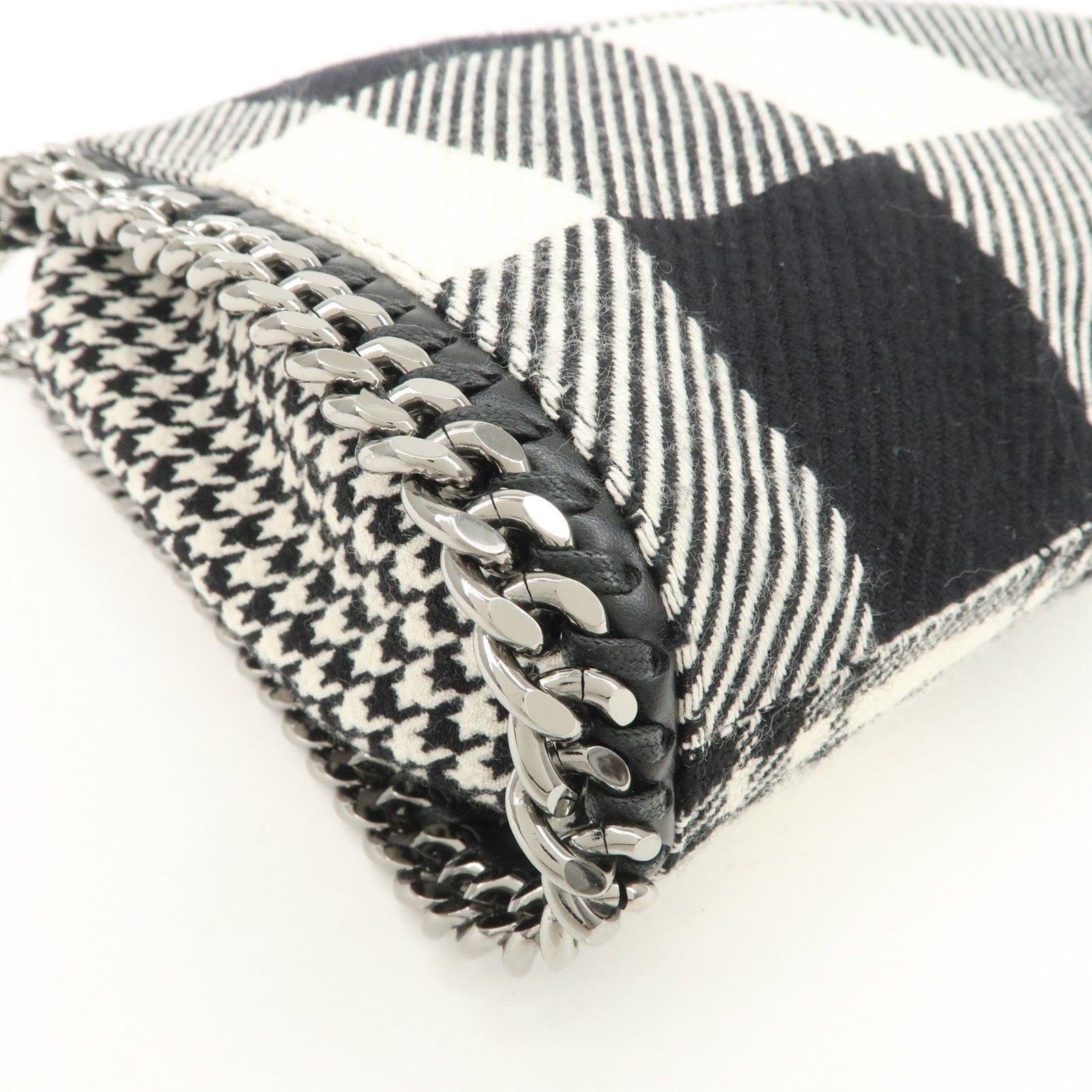 STELLA MCCARTNEY Wool Falabella 2Way Bag Hand Bag Black White