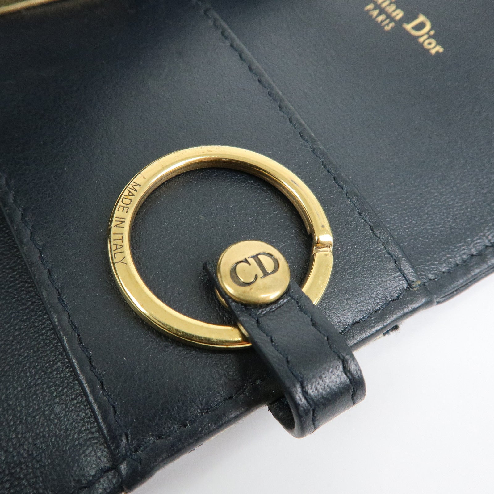 Christian Dior Saddle Oblique Jacquard Canvas Key Case Navy