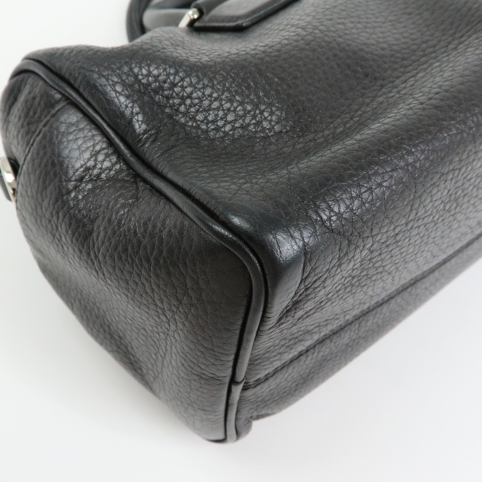 LOEWE Anagram Calf Leather Hand Bag Mini Boston Bag Black