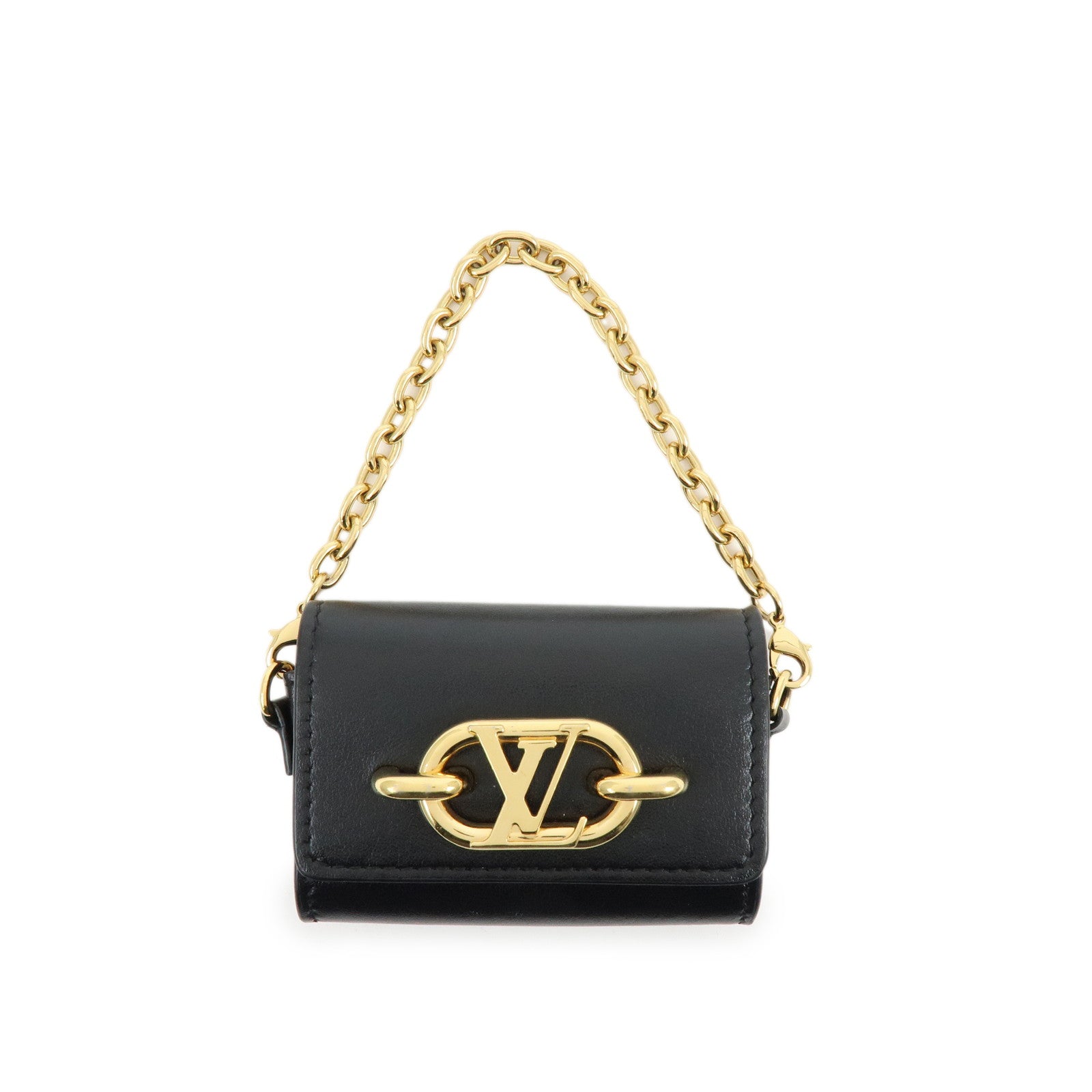 Louis Vuitton Leather Bijou Sac Earphone Case Pouch Noir M00829