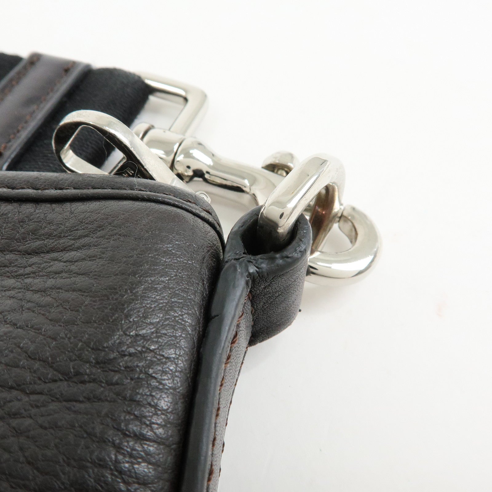 LOEWE Anagram Leather Shoulder Bag Crossbody Bag Dark Brown