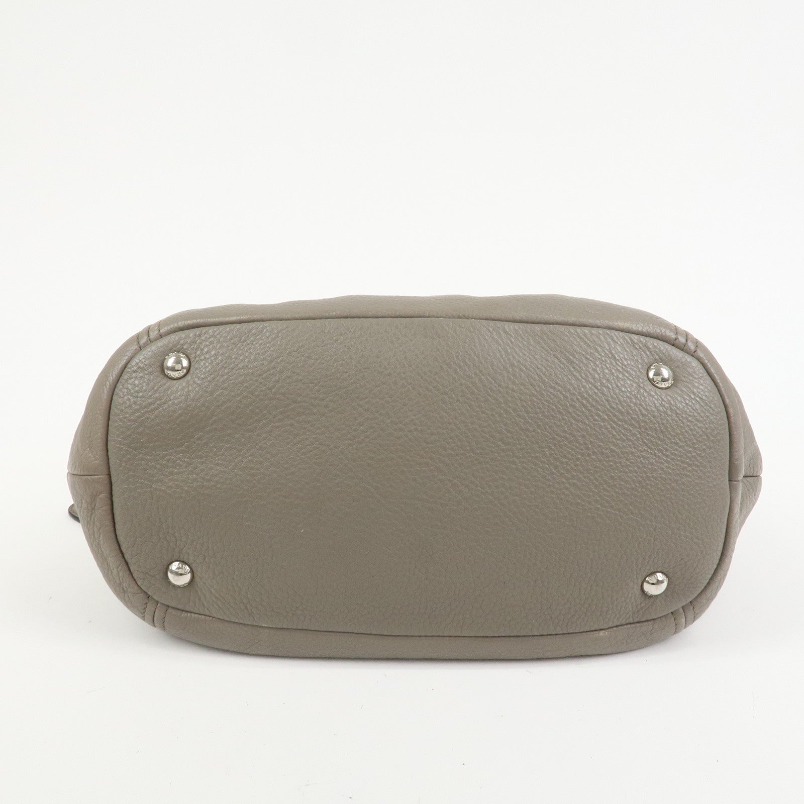 PRADA Leather Shoulder Bag Hand Bag Gray BR5096