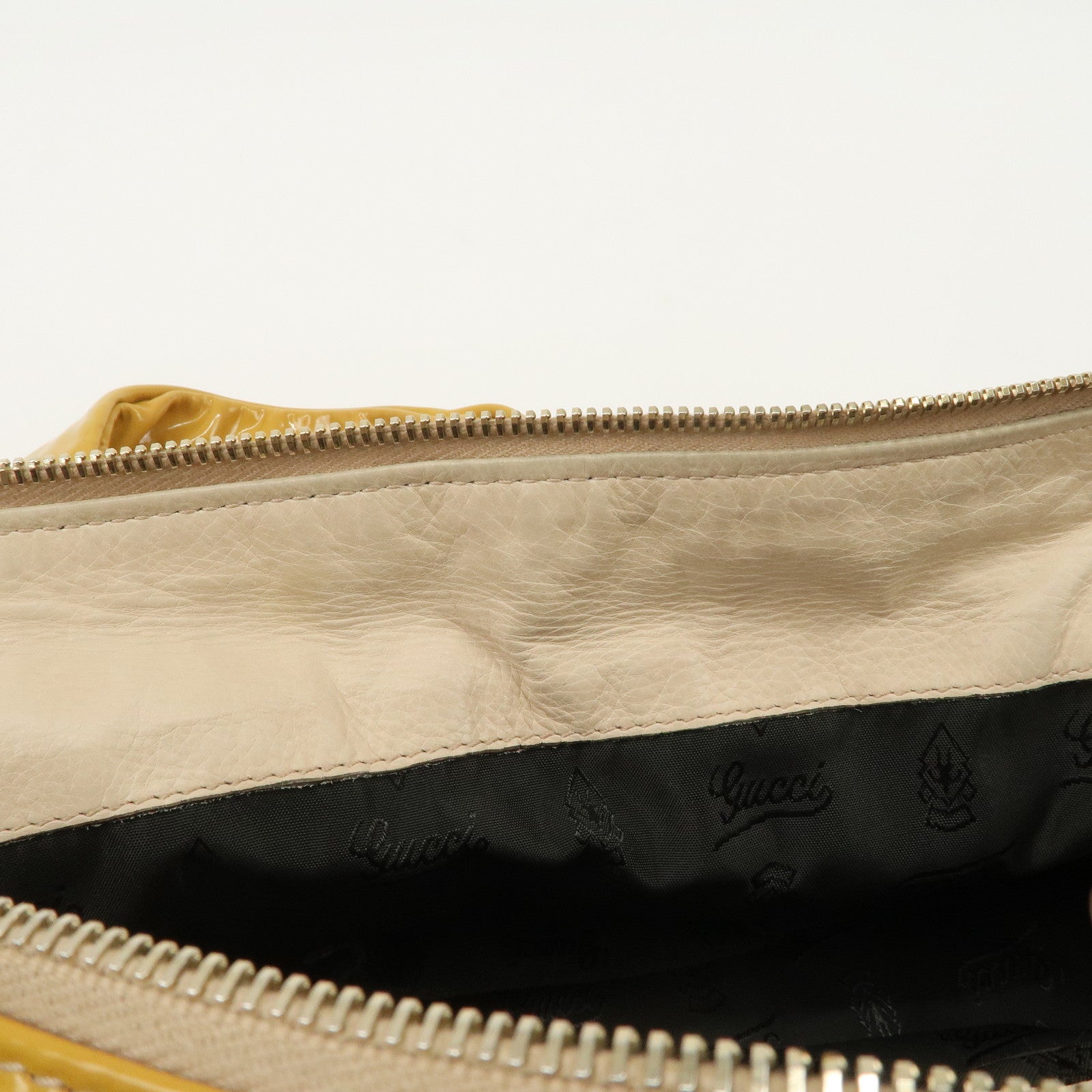 GUCCI Hysteria Patent Leather Hand Bag Tote Bag Yellow 197020