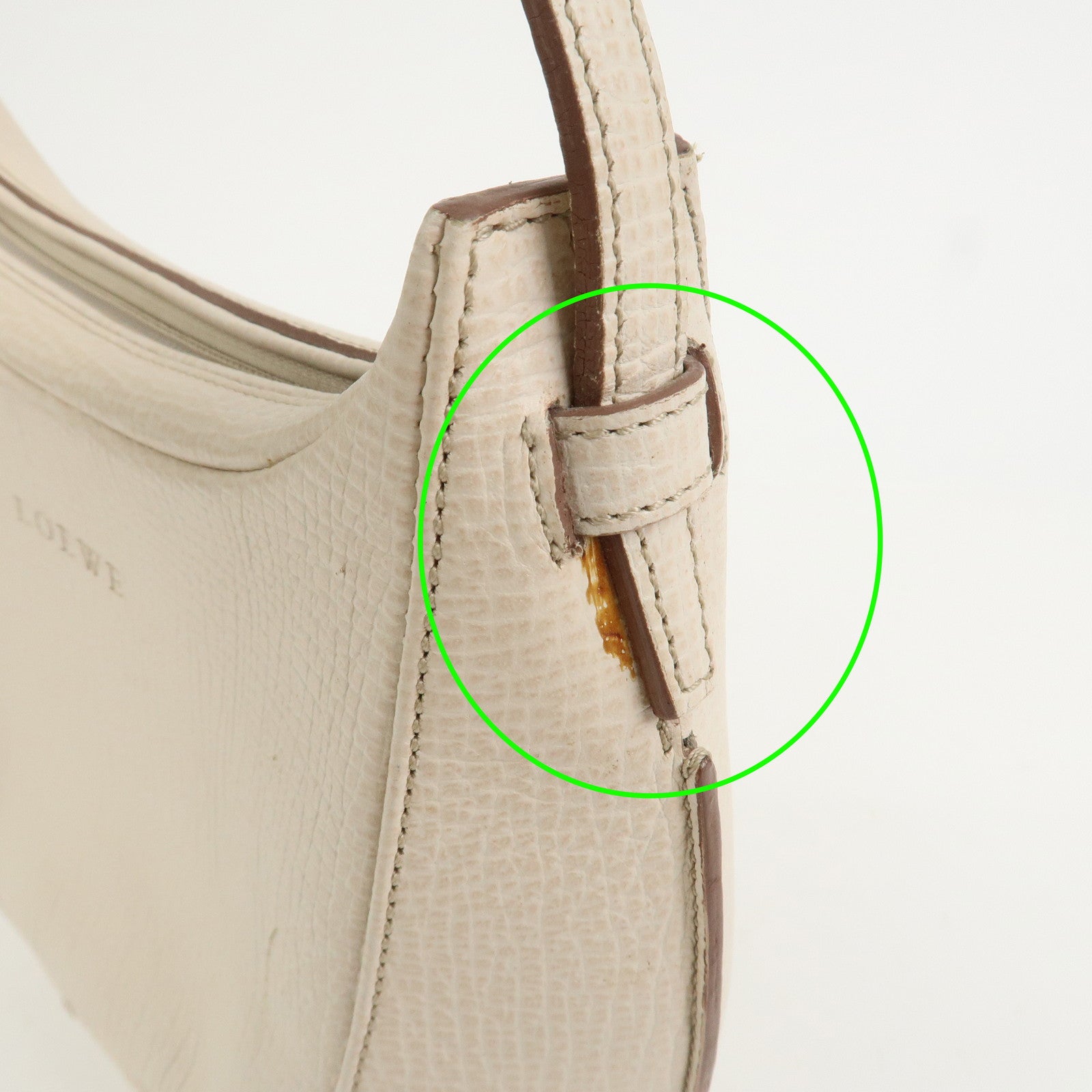 LOEWE Logo Leather 2Way Shoulder Bag Hand Bag Ivory