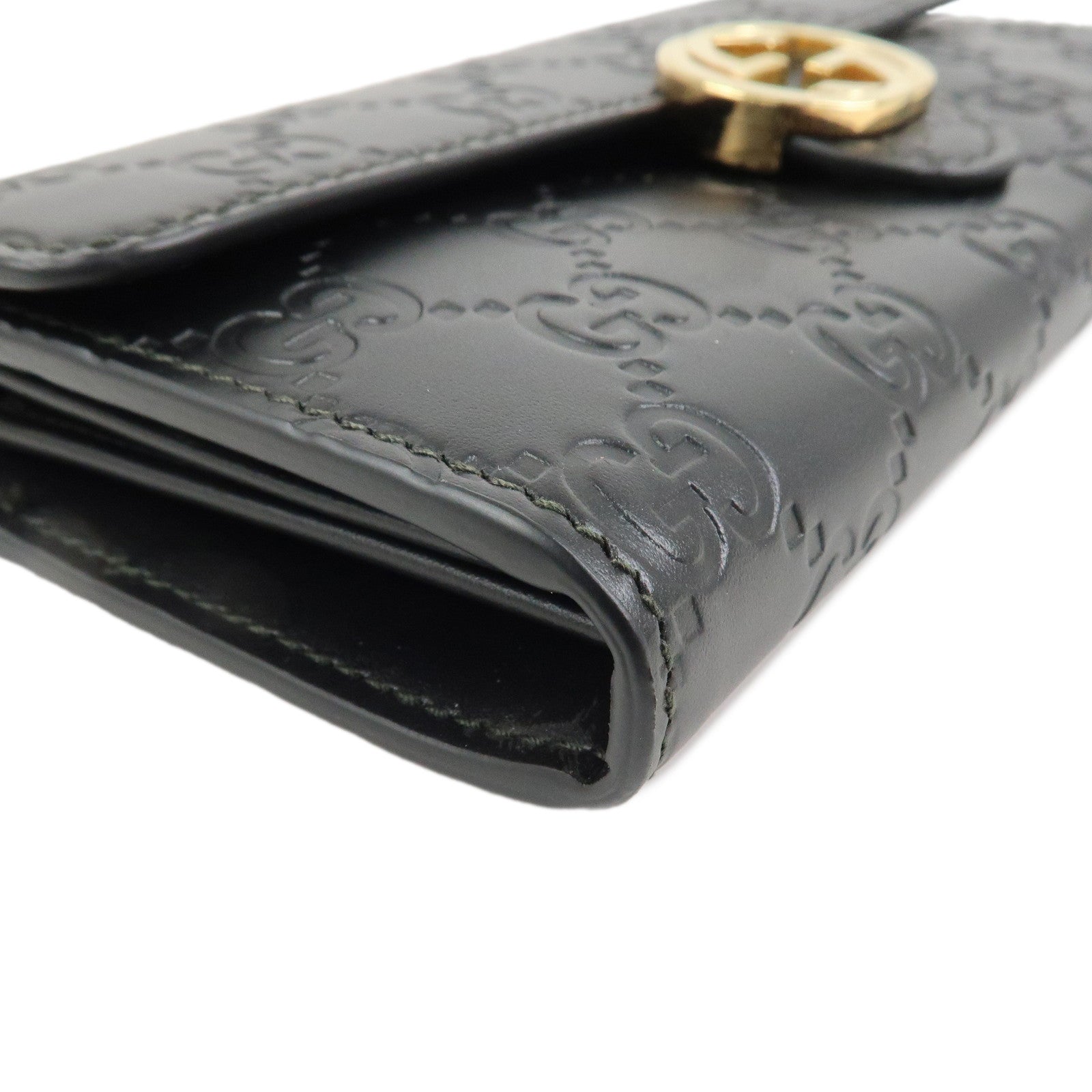 GUCCI Guccissima Interlocking G Long Wallet Black 369663