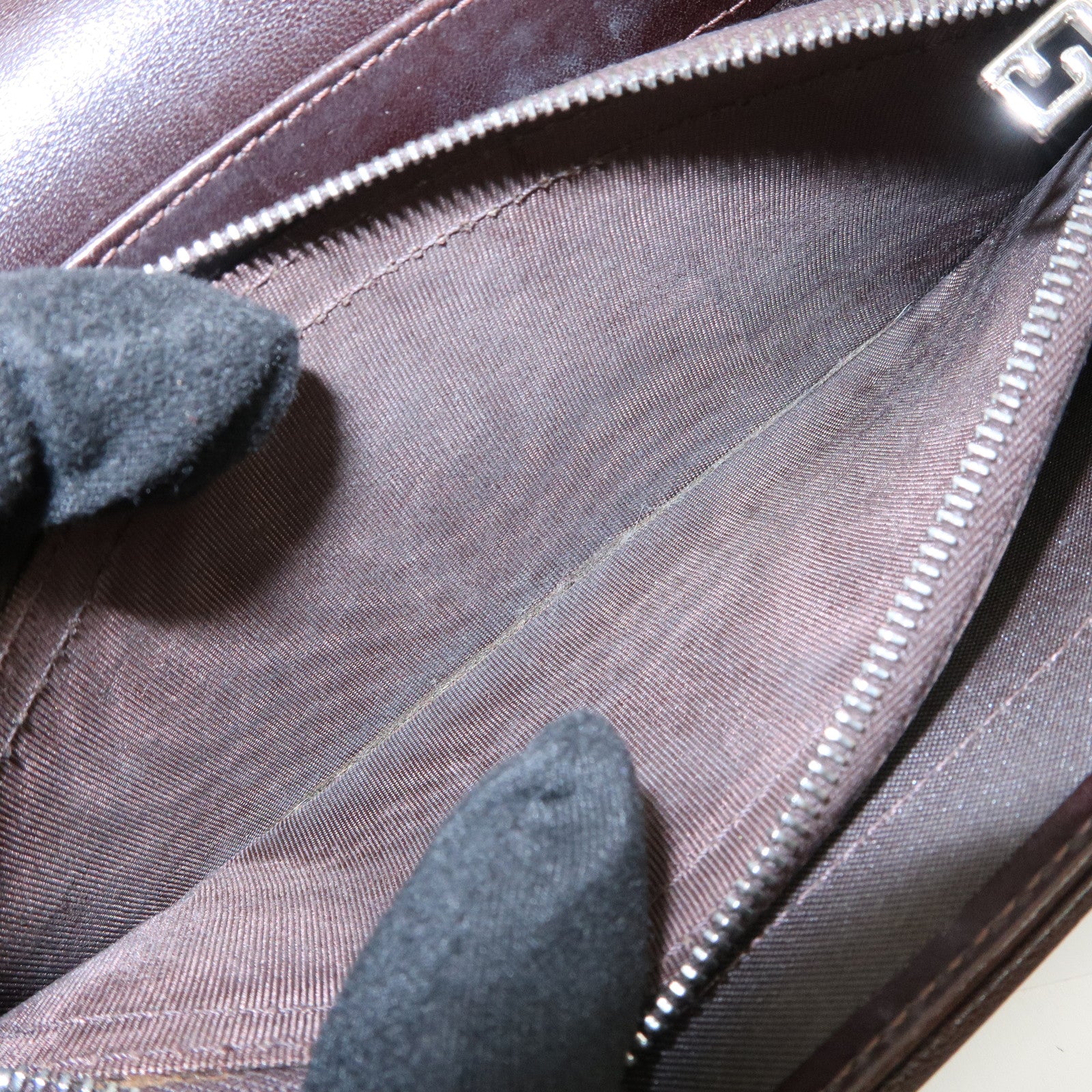 FENDI Zucca Canvas Leather Flap Long Wallet Brown 31084