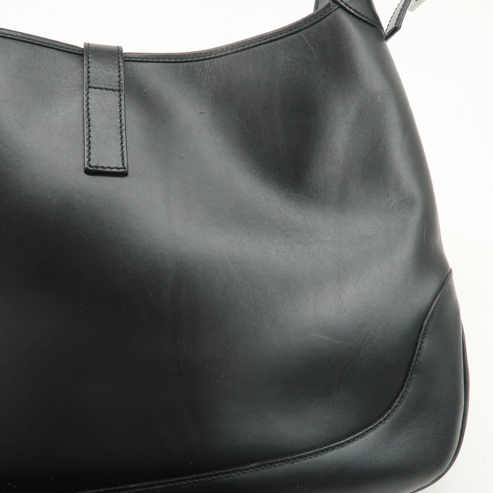 GUCCI Jackie Leather Shoulder Bag Hand Bag Black Silver Hardware 001.3346 Used