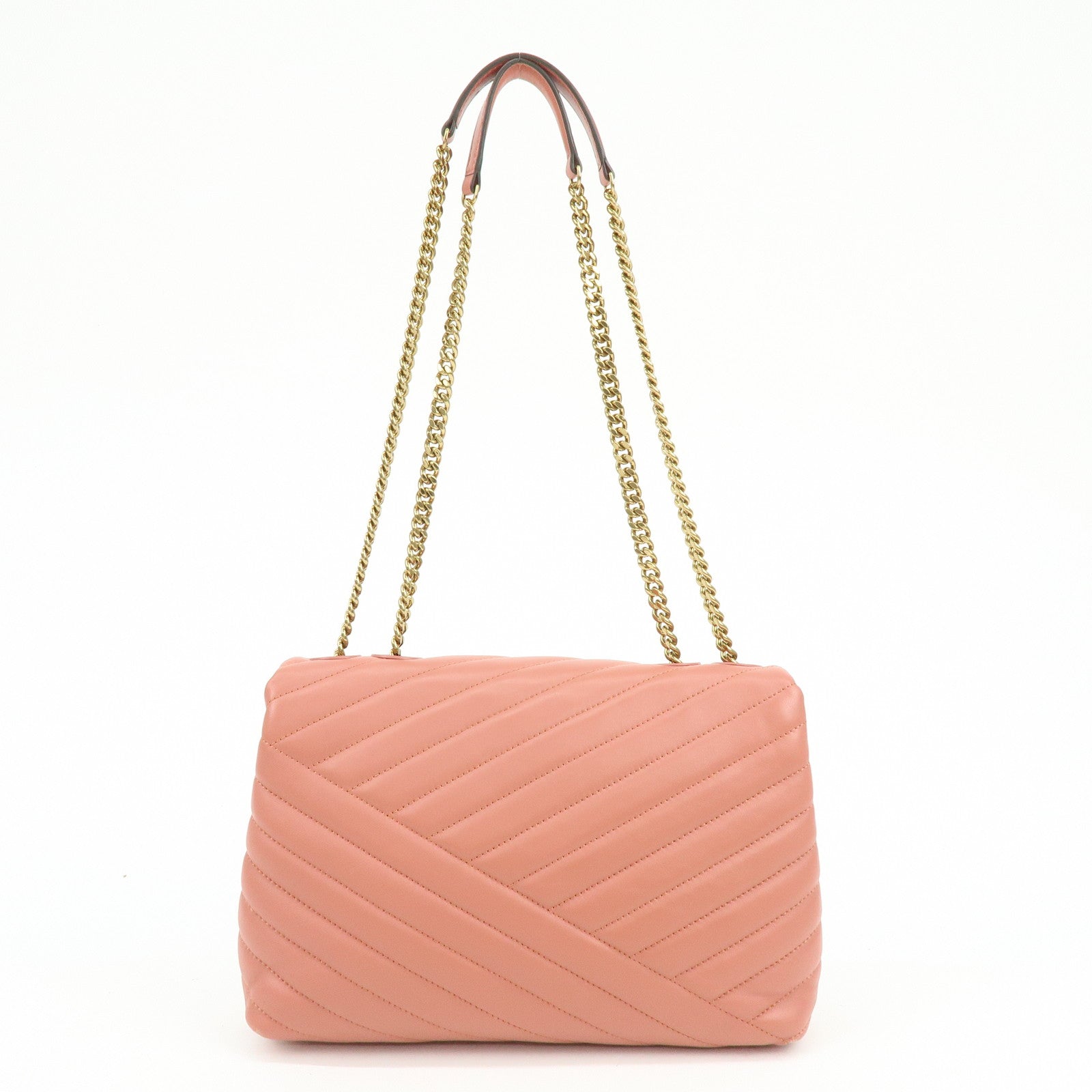 TORY BURCH Double T Kira Leather Chain Shoulder Bag Hand Bag Pink