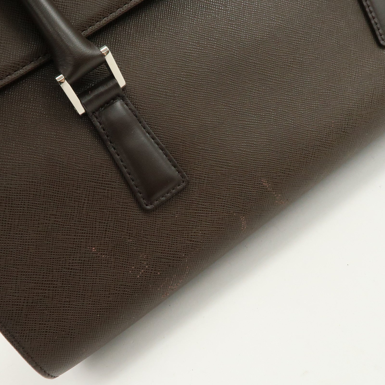 BURBERRY Leather Hand Bag Dark Brown