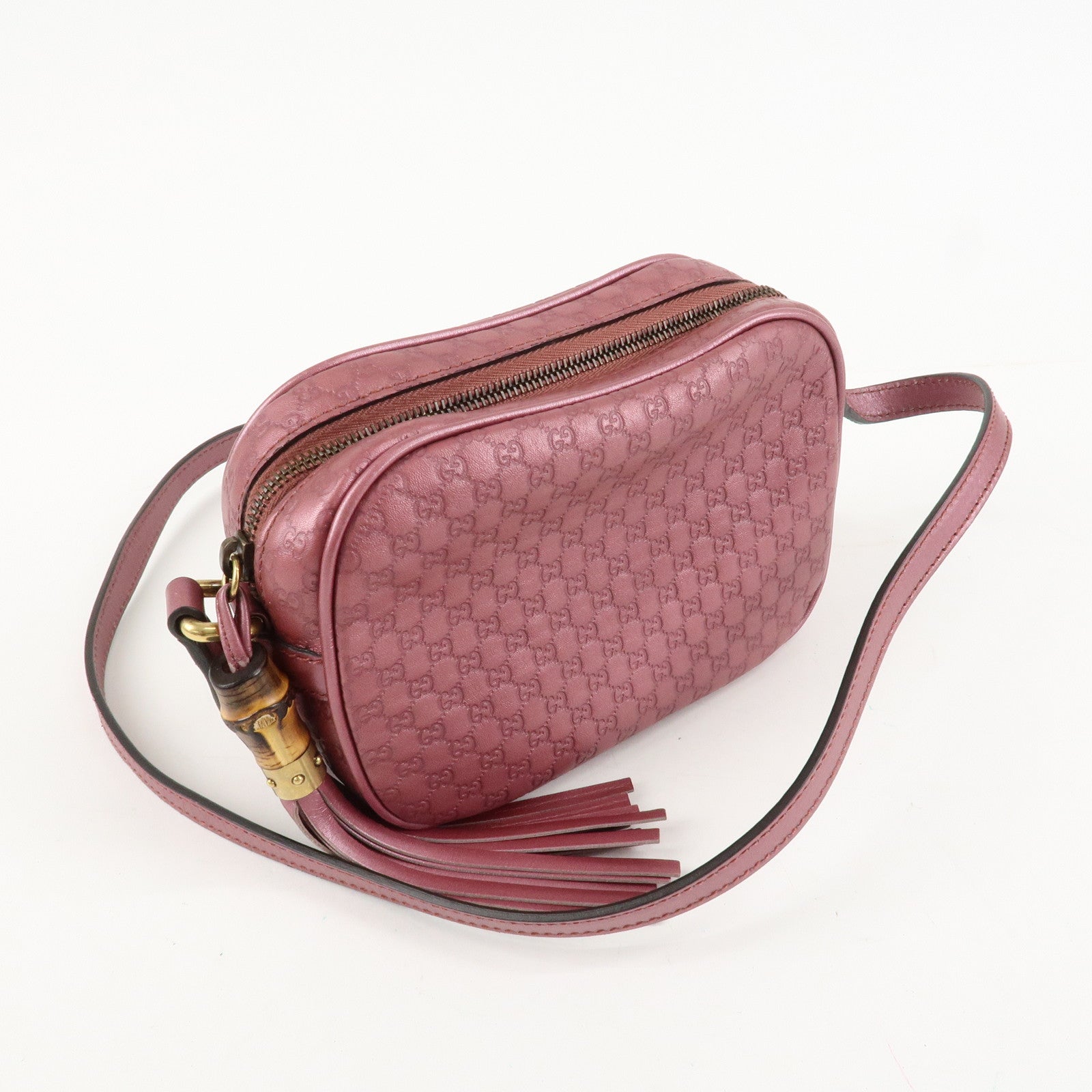 GUCCI Micro Guccissima Leather Shoulder Bag Metallic Pink 309538 Used