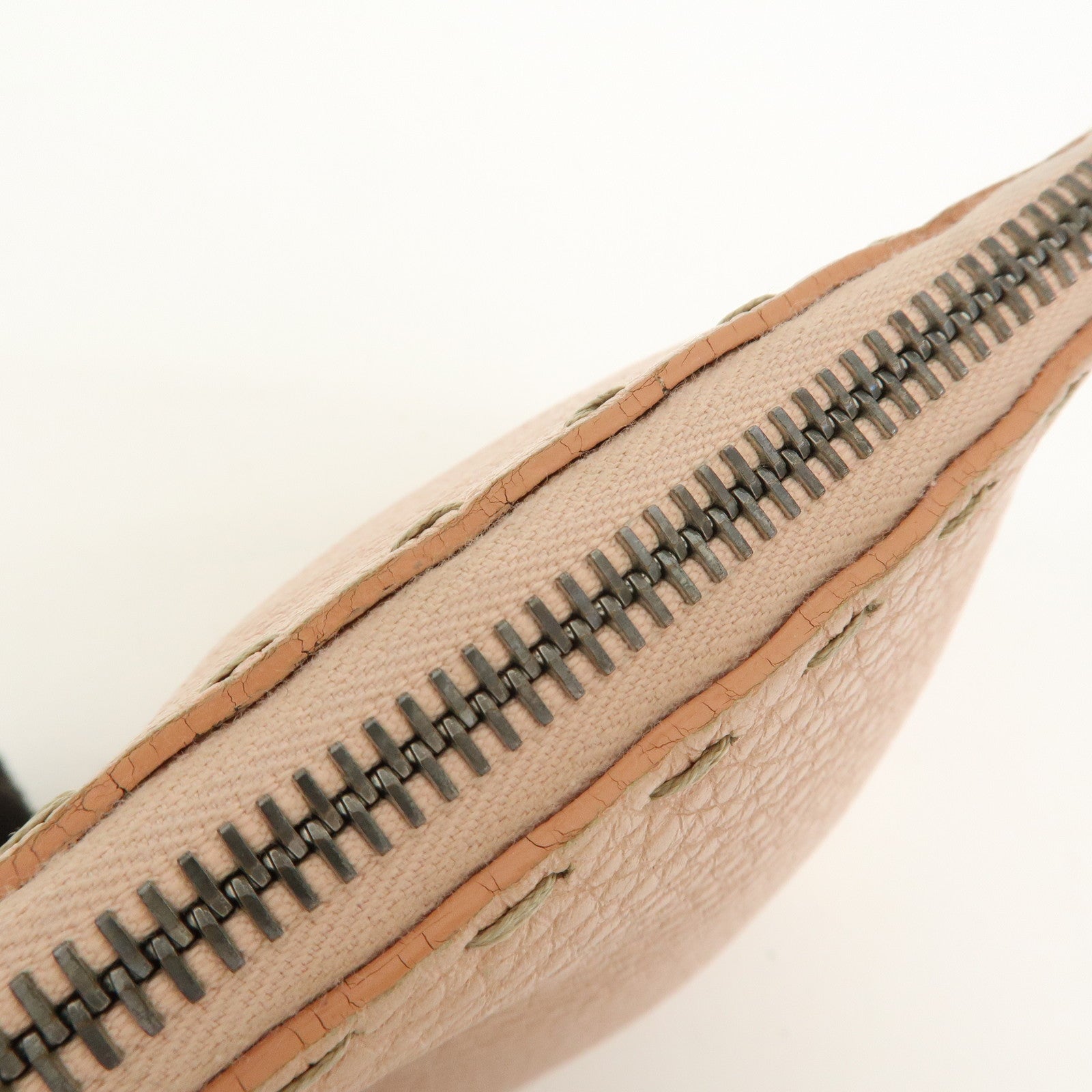 FENDI Set Of 2 Leather Zucchino Canvas Pouch Pink 8N0036 7N0038