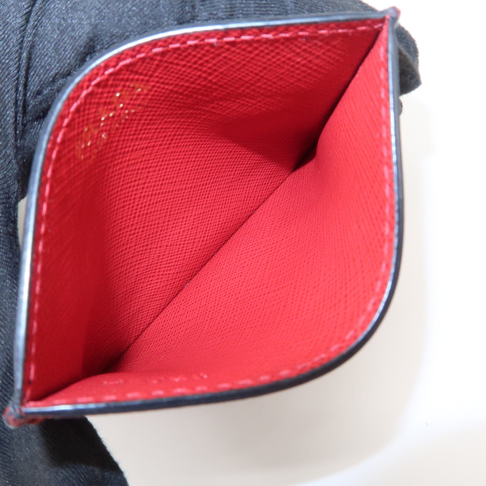 PRADA Saffiano Leather Heart Card Case Black Red White 1MC025