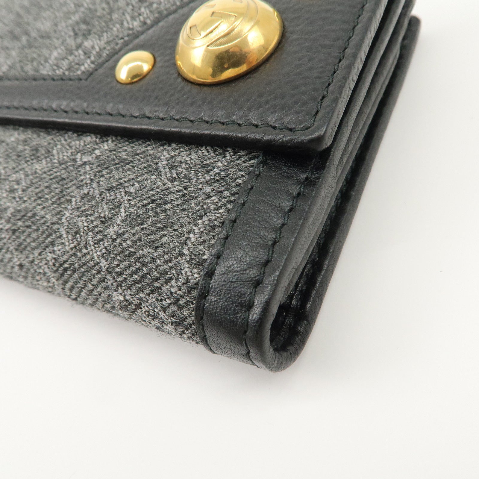 GUCCI Interlocking G Leather GG Wool Long Bi-fold Wallet 269903 Used