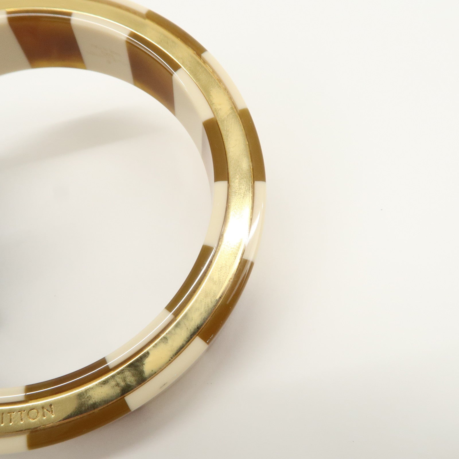 Louis Vuitton Plastic Bracelet Bangle Ivory Gold MP1418